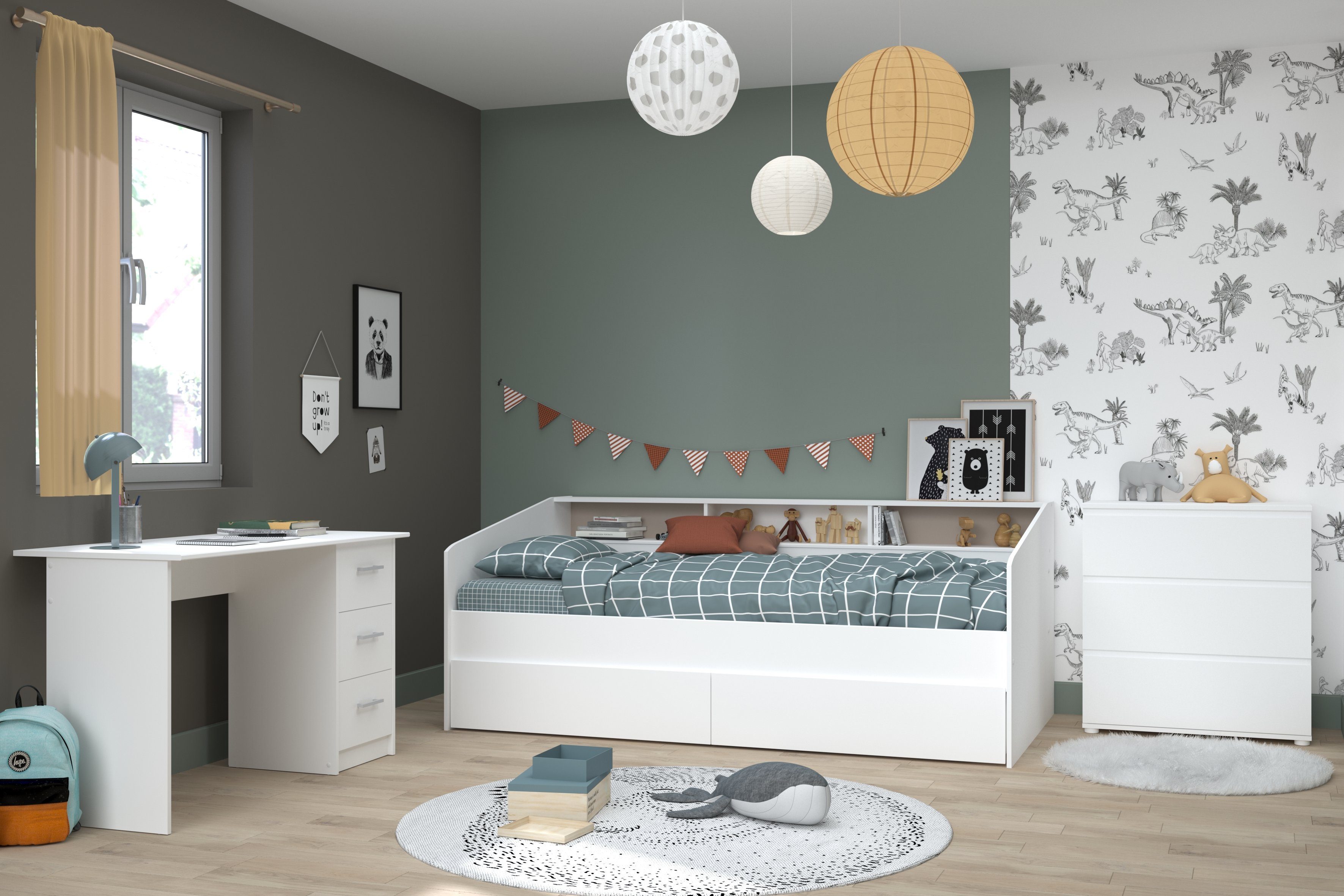 Parisot Stauraumbett Parisot Sleep 14-Kinderzimmer Stauraumbett Weiß 90x200 (4-tlg)