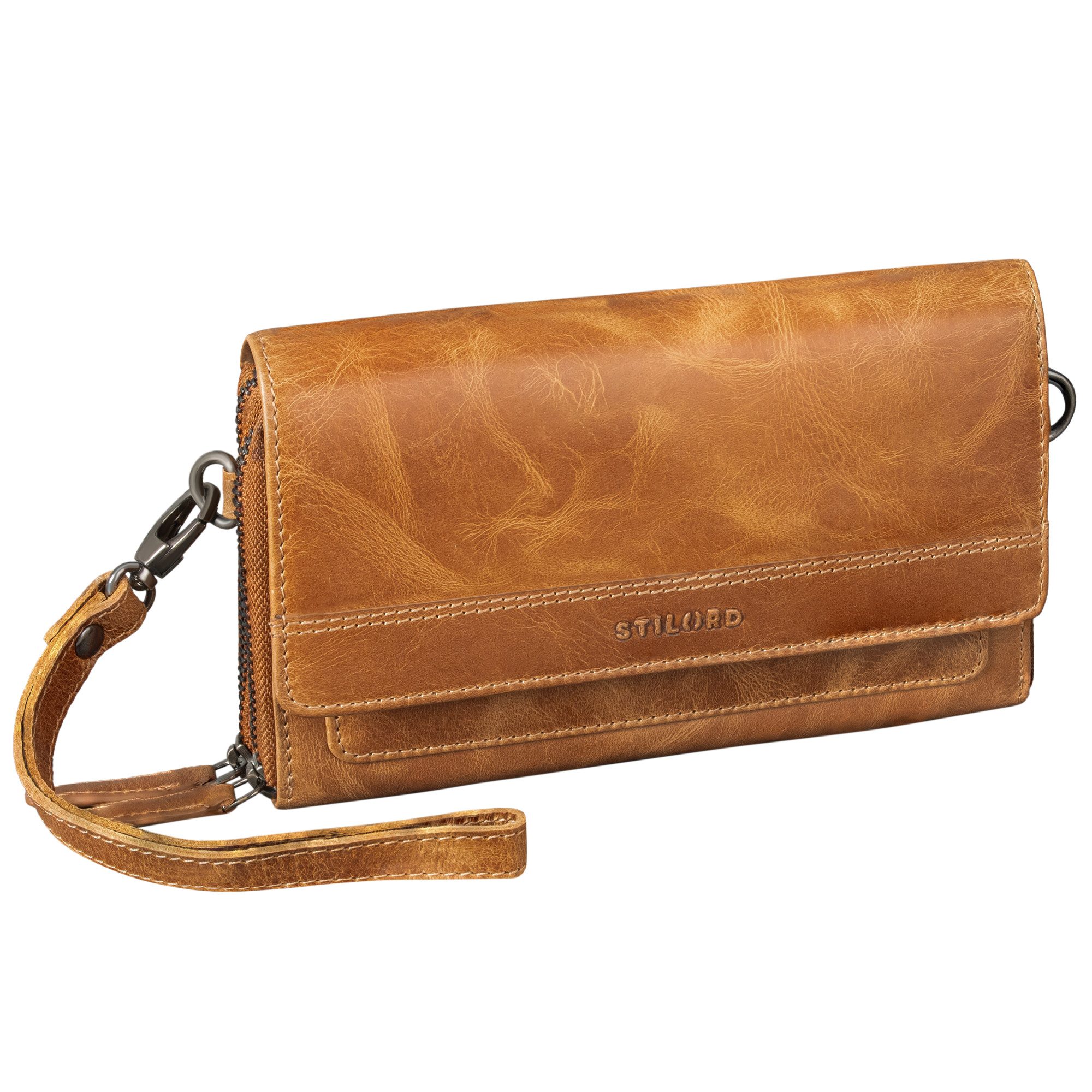 Handtasche "Sabrina" 4-in-1 RFID Lederportemonnaie Handytasche 7 Zoll Damen Groß