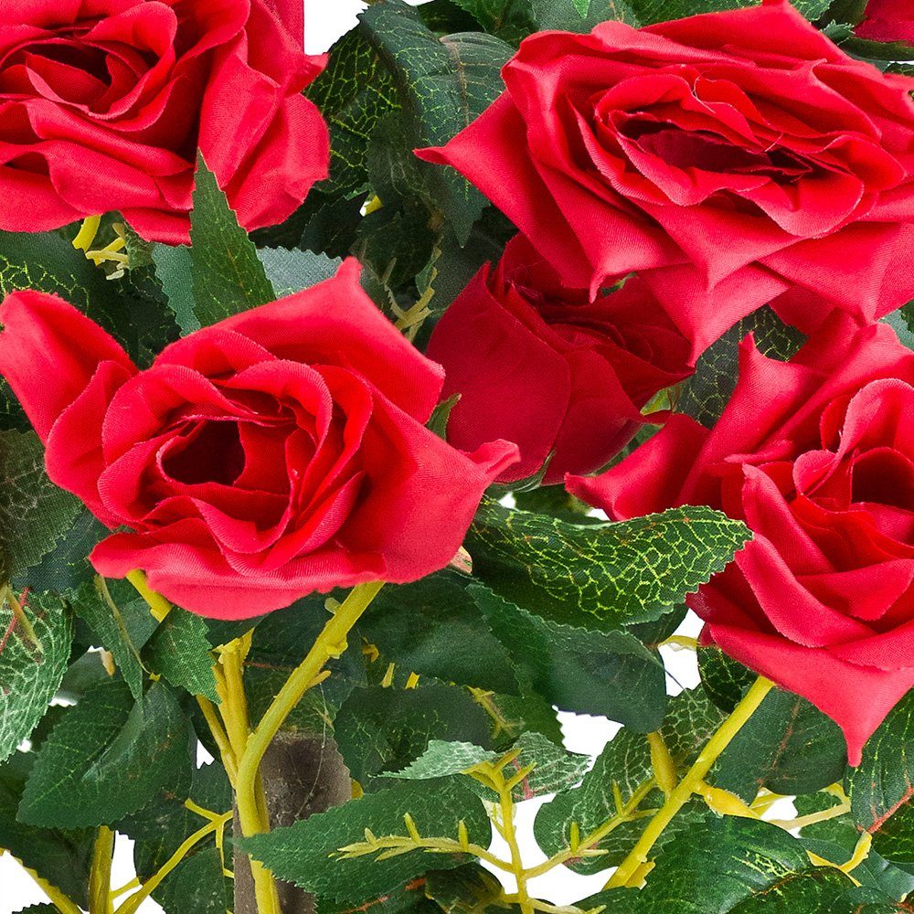 50 Echtholz Decovego Kunstpflanze cm Rosenstock Rosenbusch Pflanze Rose Rot Künstliche Decovego,