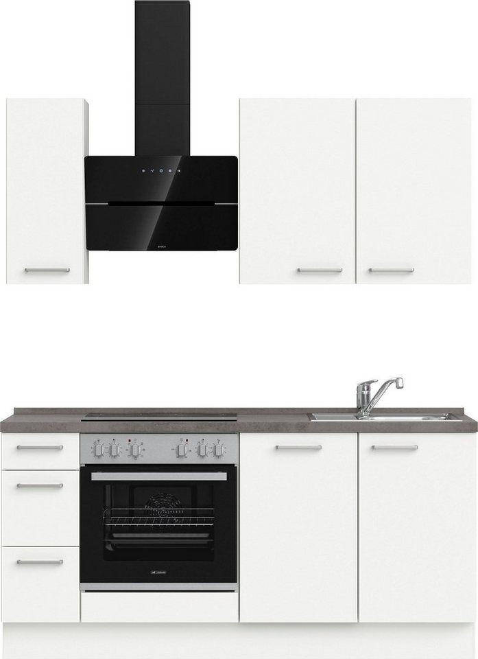 nobilia® elements Küche elements, vormontiert, Breite 180 cm, ohne E-Geräte grau|weiß