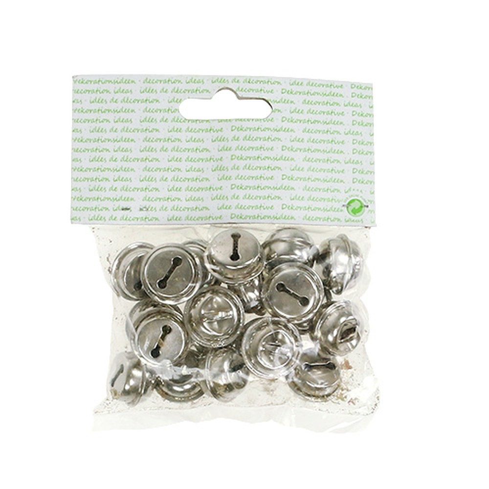 Flor & Decor Import GmbH Weihnachtsmann Metallglocken mit Öse für Dekoration, Basteln und Schmuckideen, 20 St