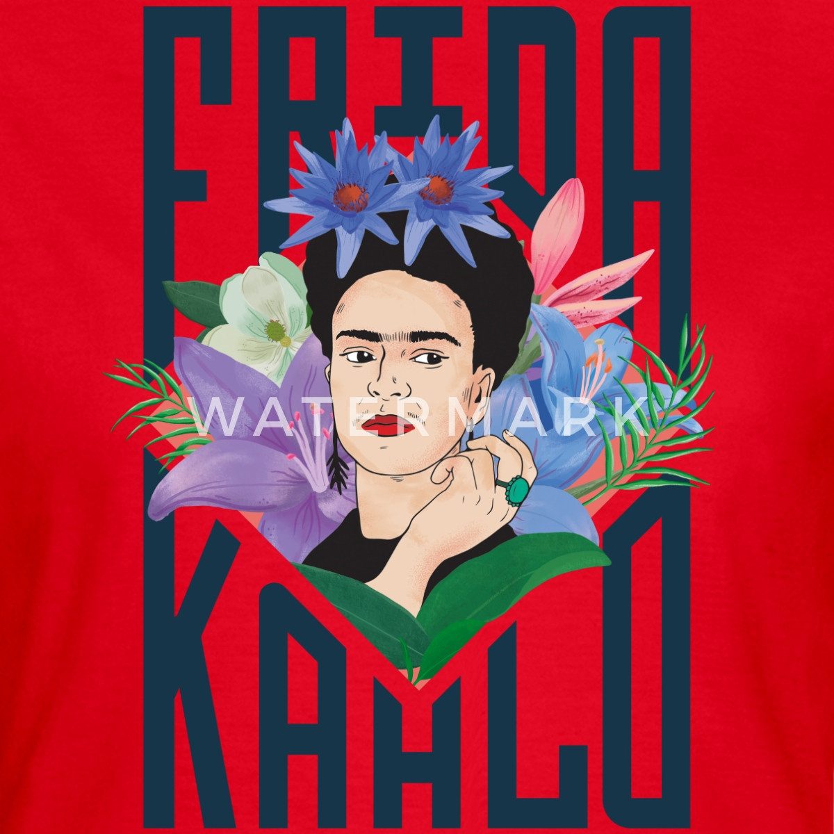 Spreadshirt T-Shirt Frida Kahlo Mit Blumenkranz Portrait Frauen T-Shirt (1- günstig online kaufen