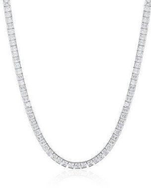 ROUGEMONT Silberkette Handgefertigte Tennis Collier 925 Silber 4A Cubic Zirkonia 45 cm, 18 K Weißgold