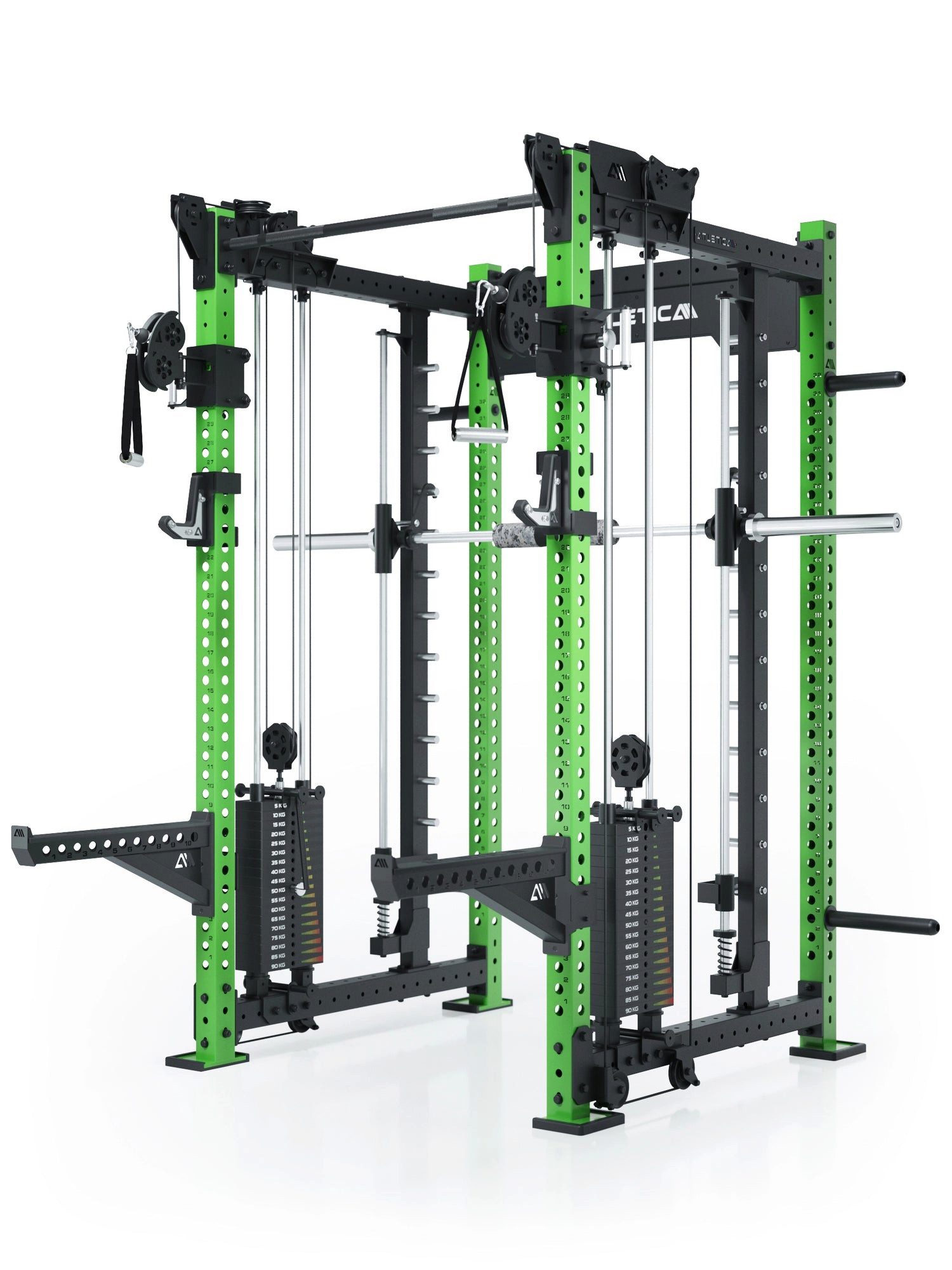 ATLETICA Power Rack R8 Bradley Combat, 180kg Weight Stack, Electric Green, Power Rack