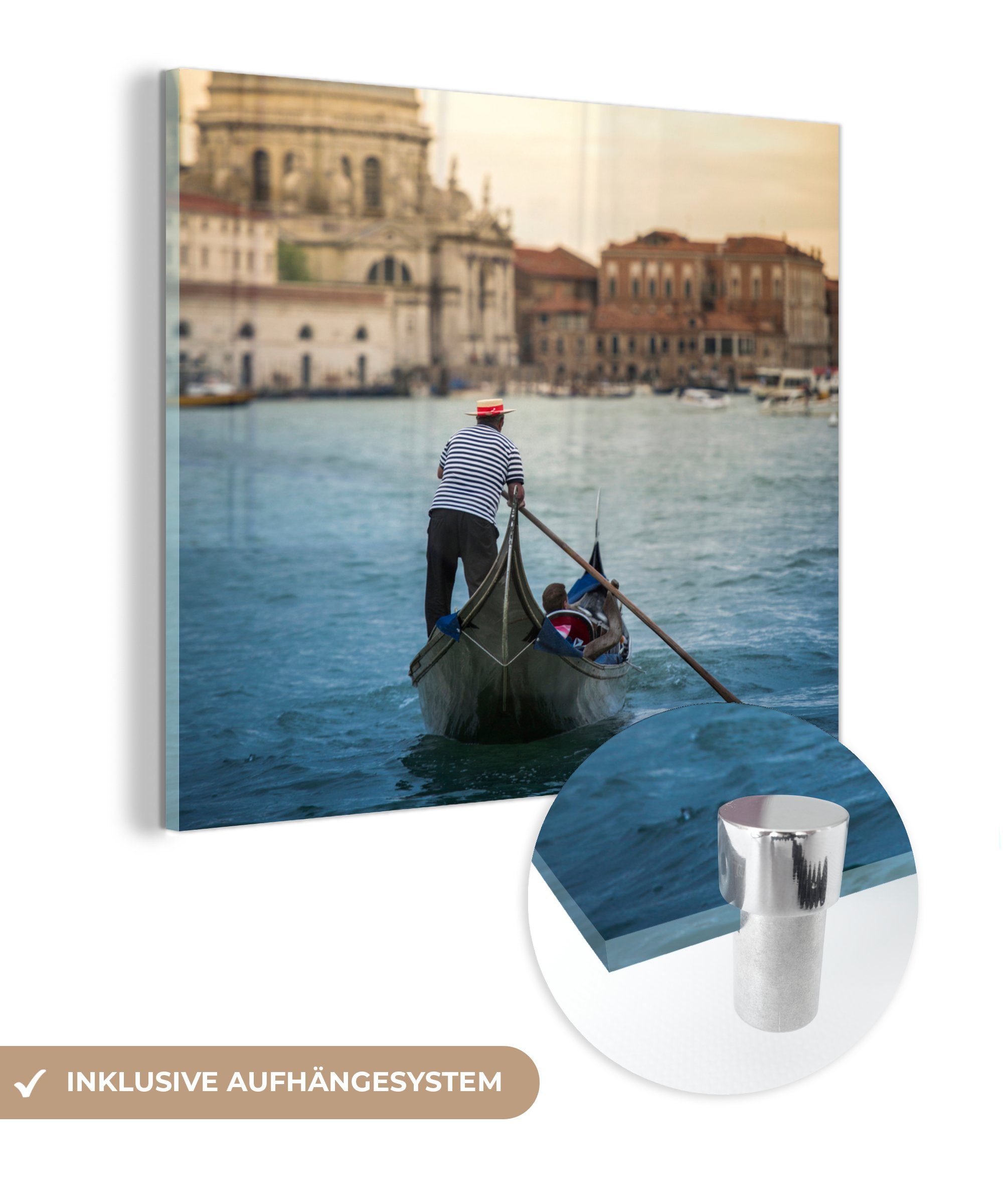 MuchoWow Acrylglasbild Gondoliere in Venedig, (1 St), Glasbilder - Bilder auf Glas Wandbild - Foto auf Glas - Wanddekoration