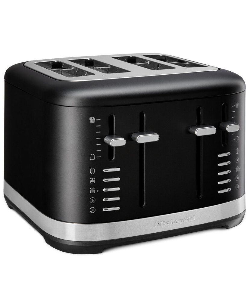 KitchenAid Тостеры 5KMT4109EBM, 4 kurze Schlitze, für Zum Toasten verschiedenster Formen und Größen von Brot, einschließlich hausgemachtem Brot, 1960 W, 7-stufiger Bräunungsgradregler, 4 Funktionen, Beleuchtete Schlitze