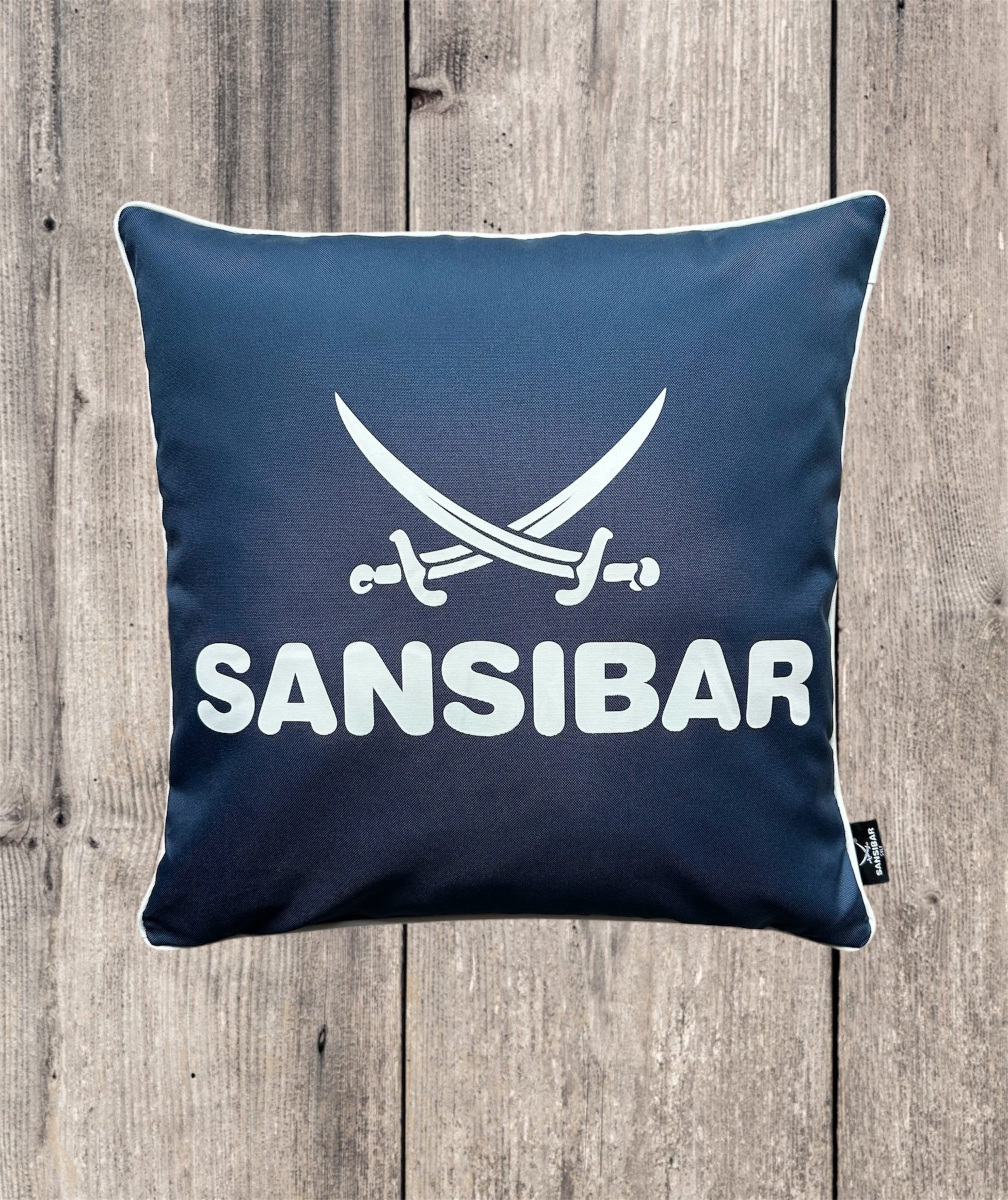 Sansibar Sylt Dekokissen Outdoor Kissen Sansibar (1 Stück), Logodruck, 45x45 cm, Kissenfüllung, Outdoor geeignet, wasser- und schmutzabweisend