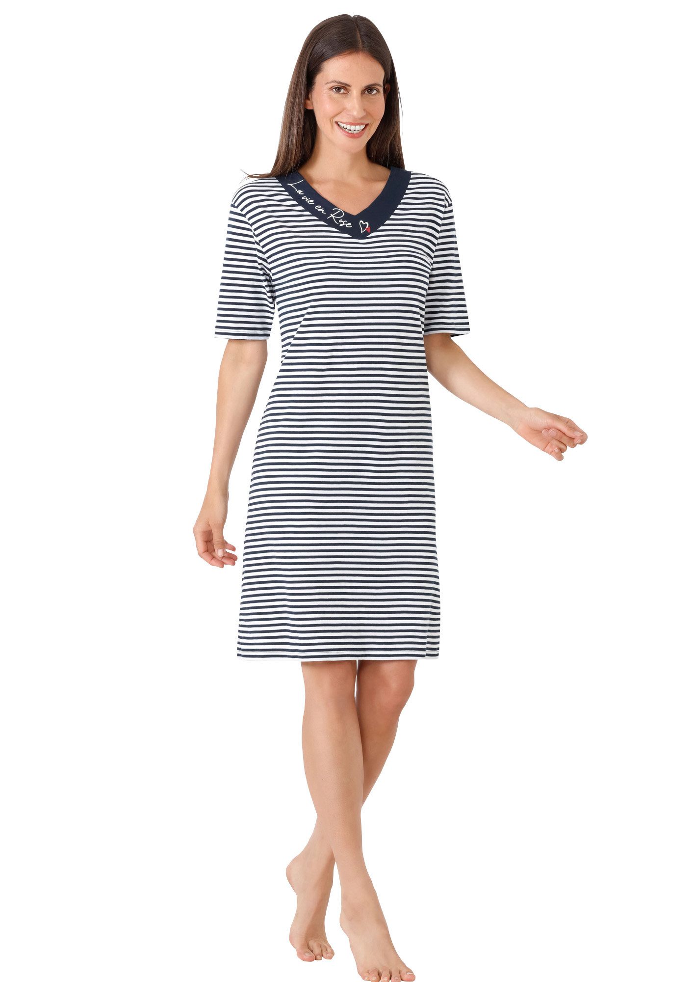 Hajo Nachthemd Damen-Nachthemd Single-Jersey Streifen