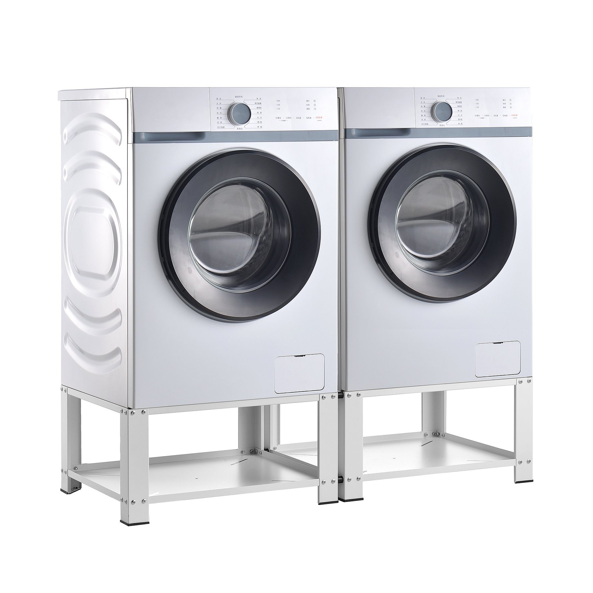 2x150 en.casa Waschmaschinen-Sockel Waschmaschinenunterschrank Weiß kg Cremlingen Doppelpodest