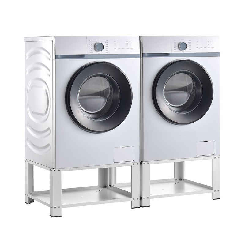 en.casa Waschmaschinenunterschrank »Cremlingen« Waschmaschinen-Sockel Doppelpodest 2x150 kg Weiß