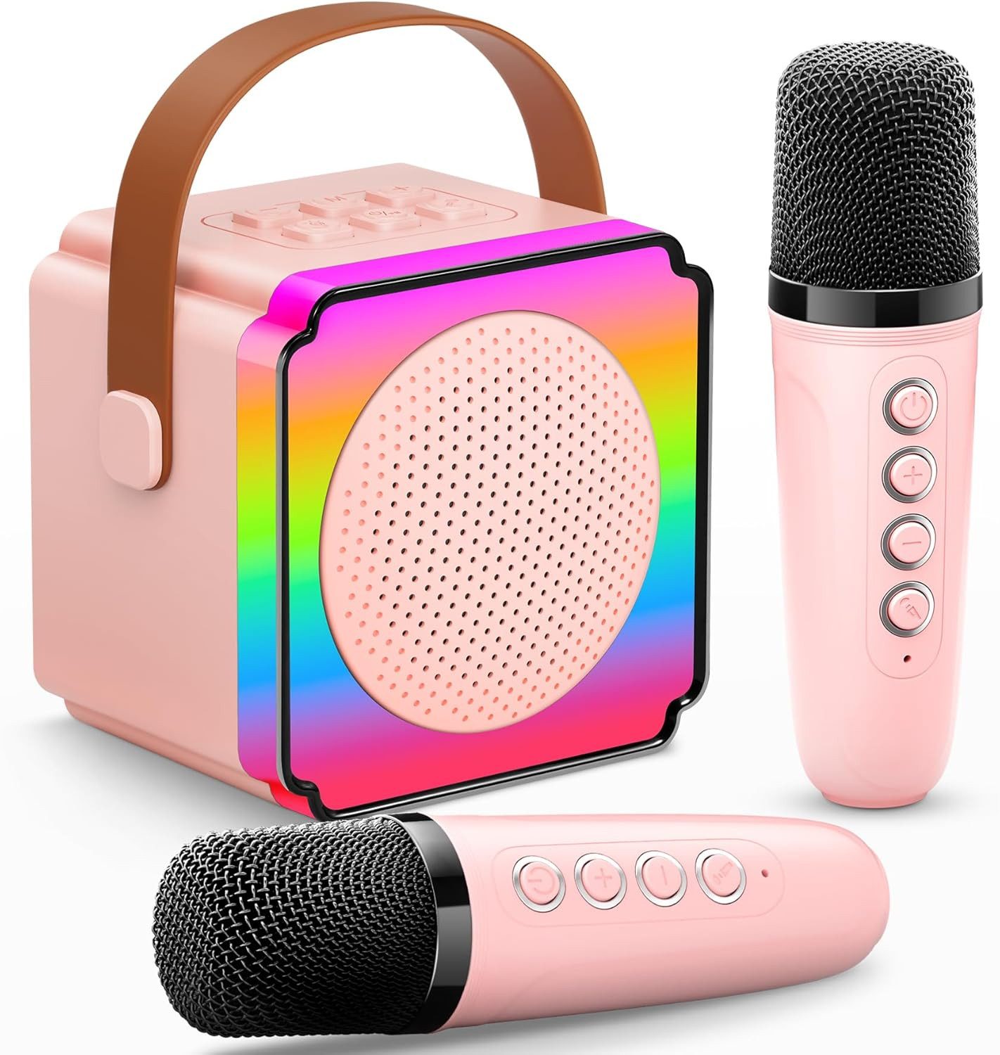 POPOLIC Bluetooth-динамики mit 2 Mikrofonen,Geschenk Spielzeug für 3-12 Jahre Karaoke-Maschine (Karaoke Maschine mit Mikrofon Geburtstagsgeschenk für Kinder)