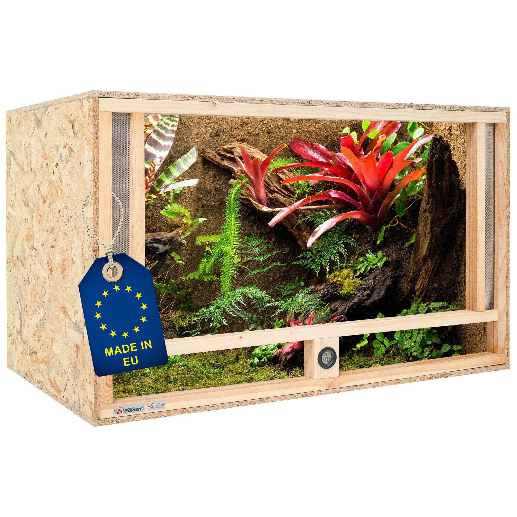 Terrarium Holz Terrarium 100х50х50 mit Frontbelüftung & Integriertem Hygrometer