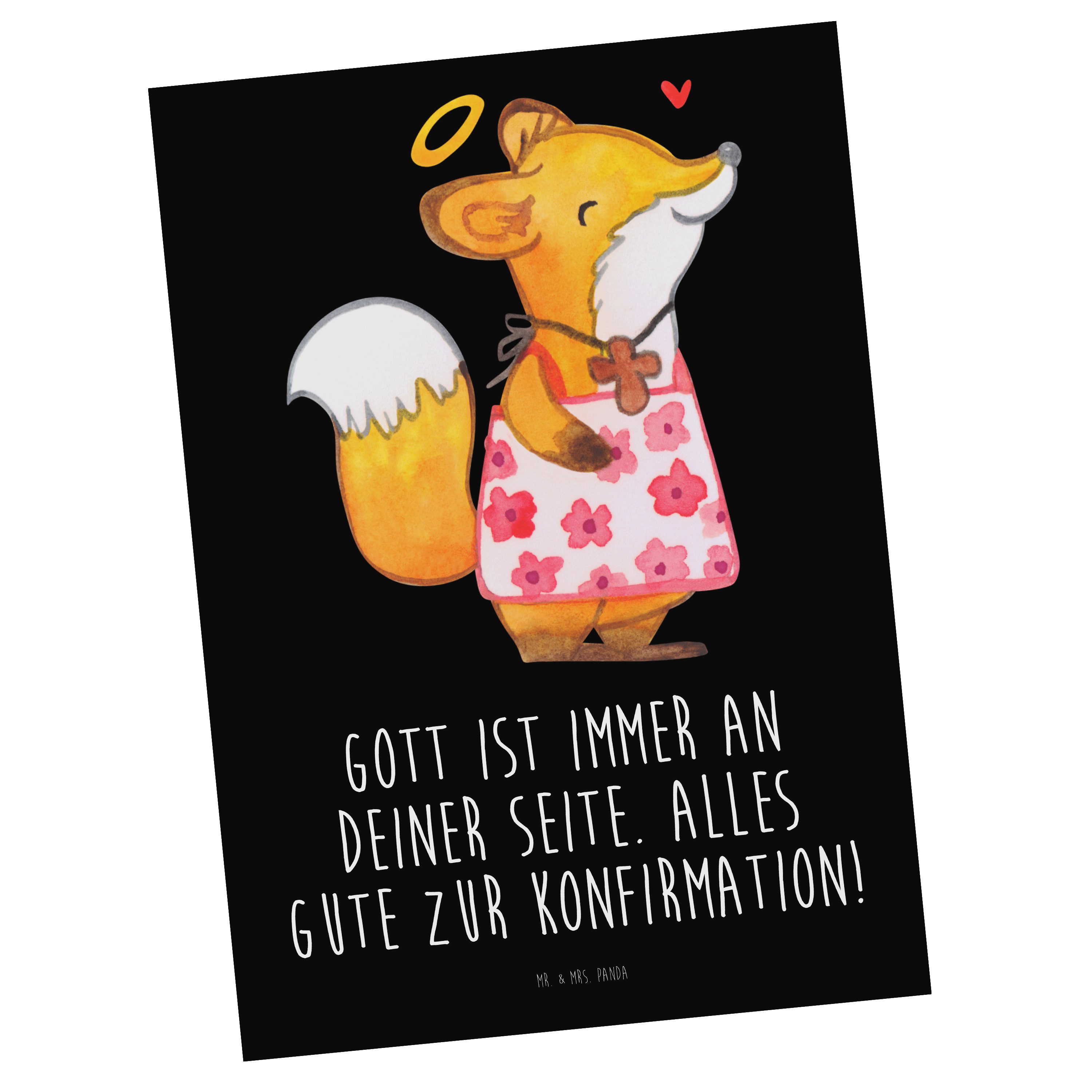 Mr. & Mrs. Panda Postkarte Fuchs Konfirmation Mädchen - Kreidetafel - Geschenk, Alles Gute, Komm