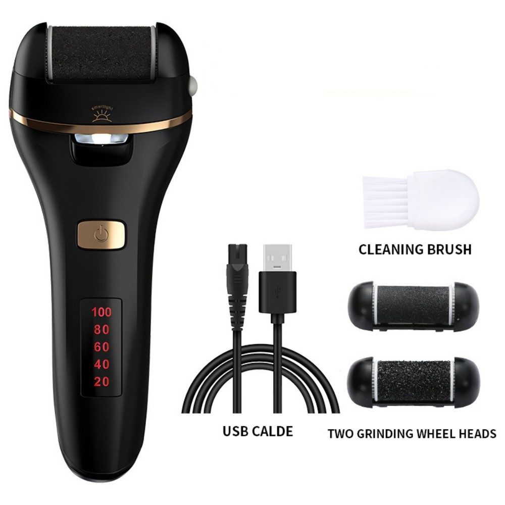POPOLIC Elektrischer Hornhautentferner Fußpflege Hornhaut mit 2 Ersatzrollen Hornhaut Entfernen, IPX5, Fußpflegegerät Pediküre Set Elektronisch Fußpflege Hornhautfeile