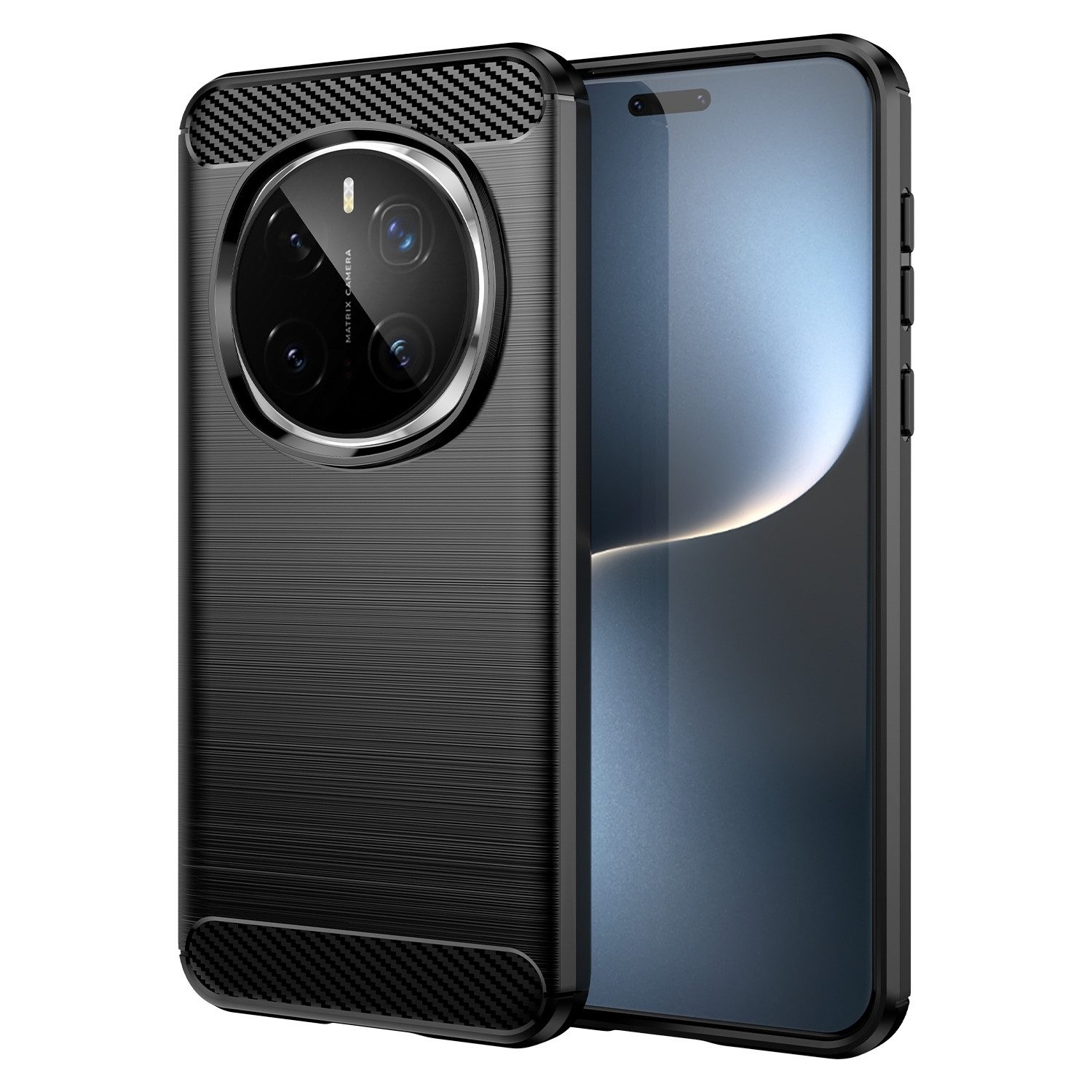 Wigento Handyhülle Für Honor Magic 7 Pro Schock Carbon Textur TPU Handy Hülle Schwarz, Carbon Textur Schutzhülle Smart Case Cover