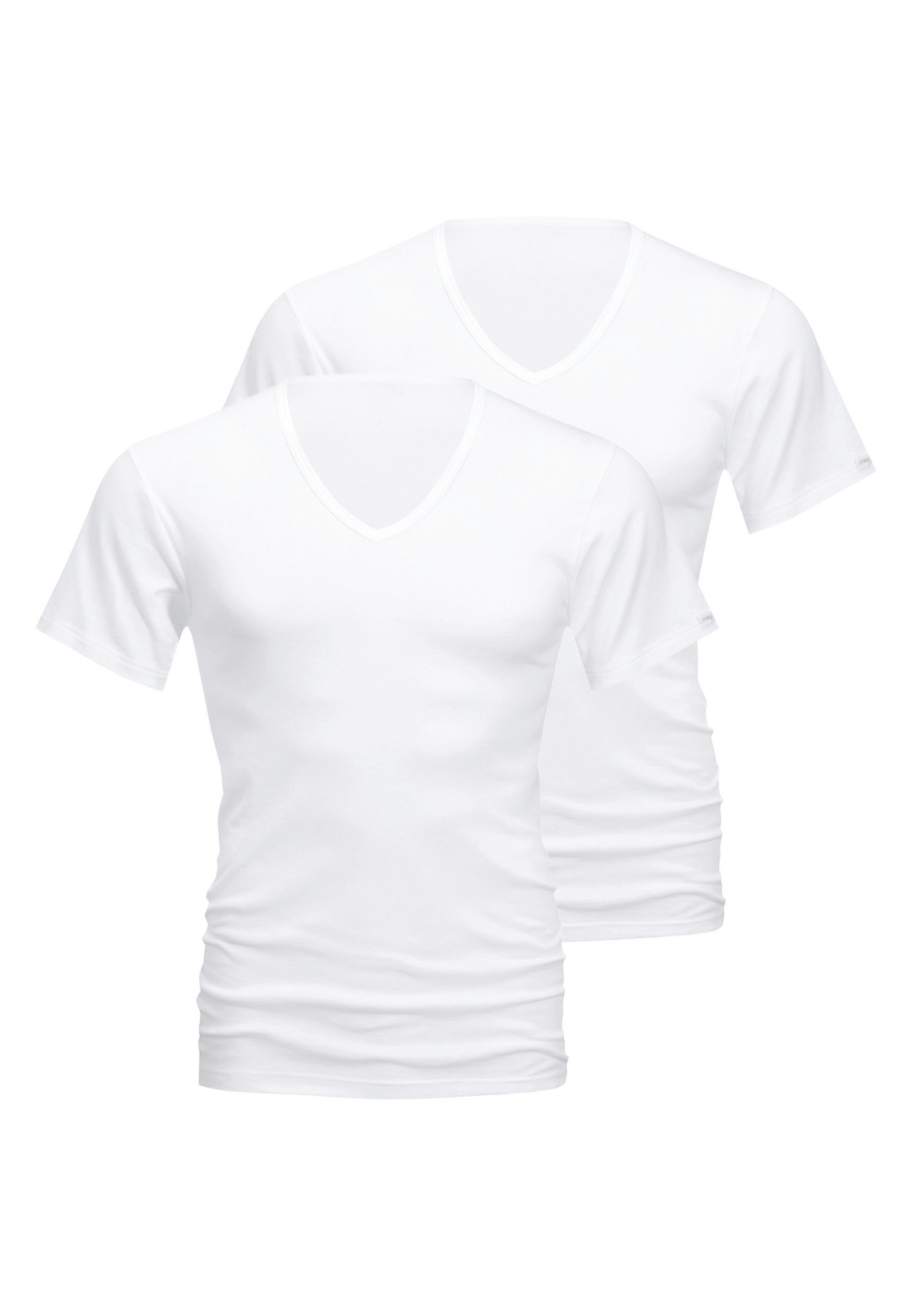 Unterhemd Nähte Kurzarm 2-St) Baumwolle (Spar-Set, - 2er Shirt Noblesse - Pack auftragende Ohne Unterhemd Mey /
