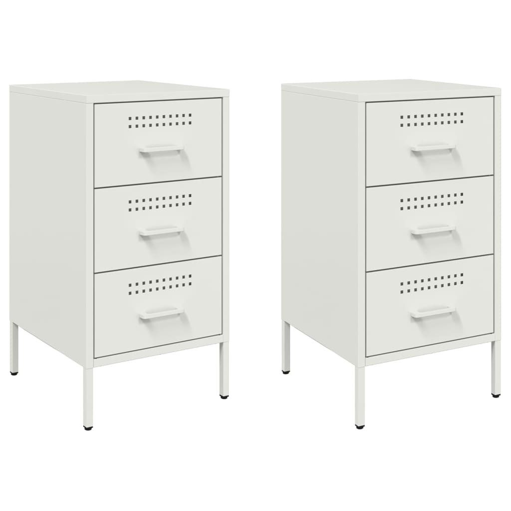 vidaXL Nachttisch Nachttische 2 Stk. Weiß 36x39x68 cm Stahl (2-St)