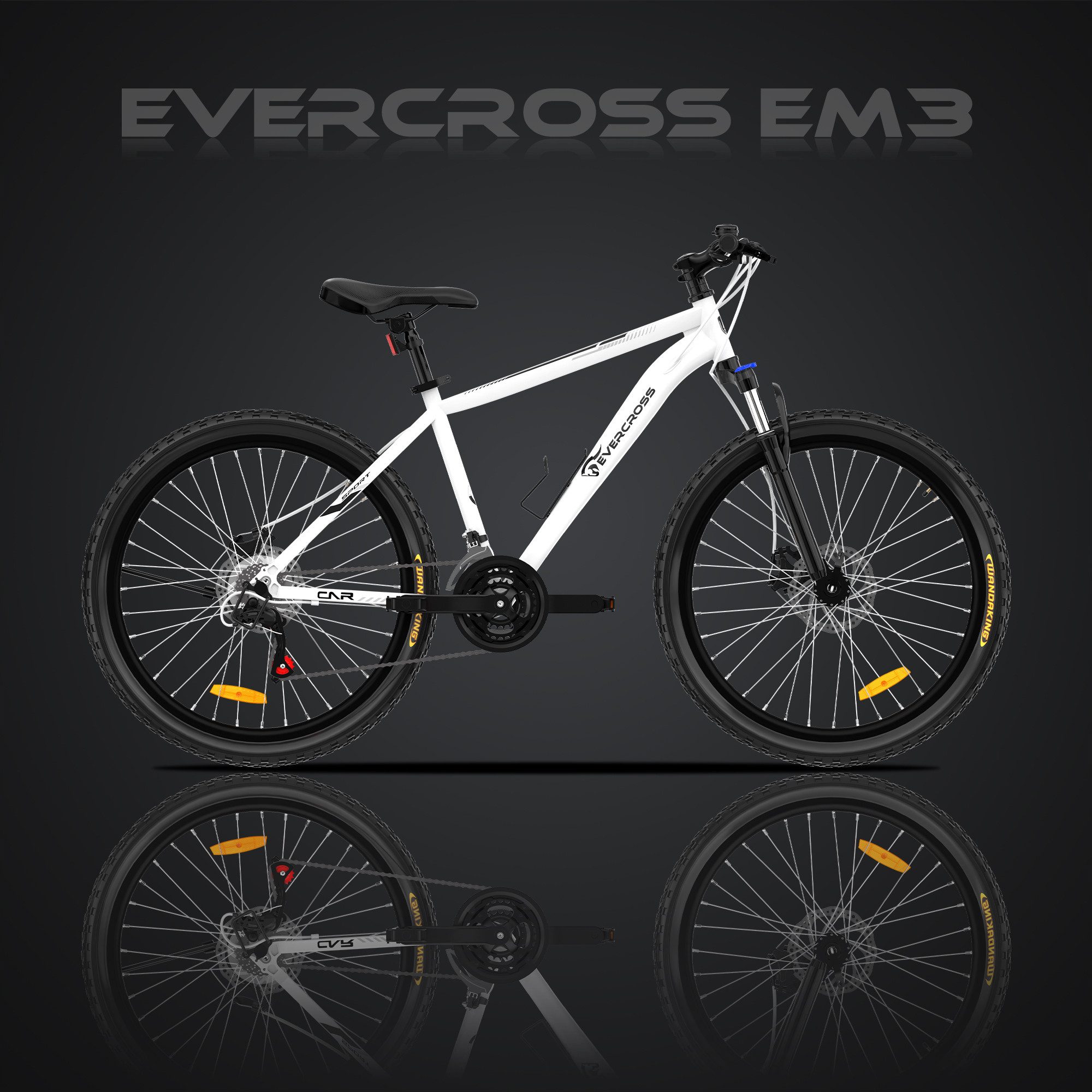 EVERCROSS TECH Mountainbike EM3 Fahrrad 26 Zoll MTB für Damen und Herren, Shimano 21 Gang, 21 Gang, Aluminiumlegierungsrahmen, Scheibenbremse, ab 160cm geeignet