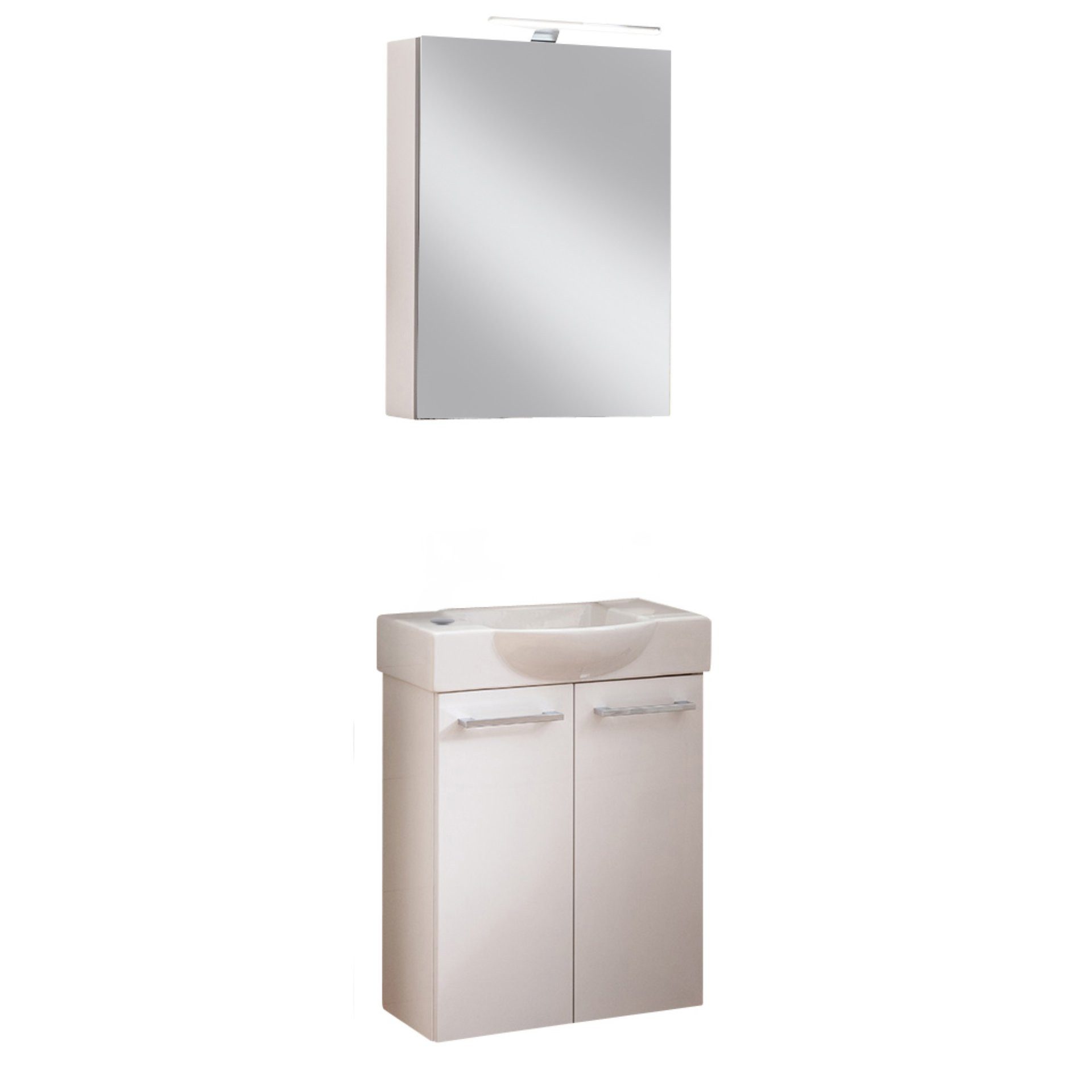 FACKELMANN Badmöbel-Set SBC SCENO Gäste WC Waschtisch Set mit Spiegelschrank