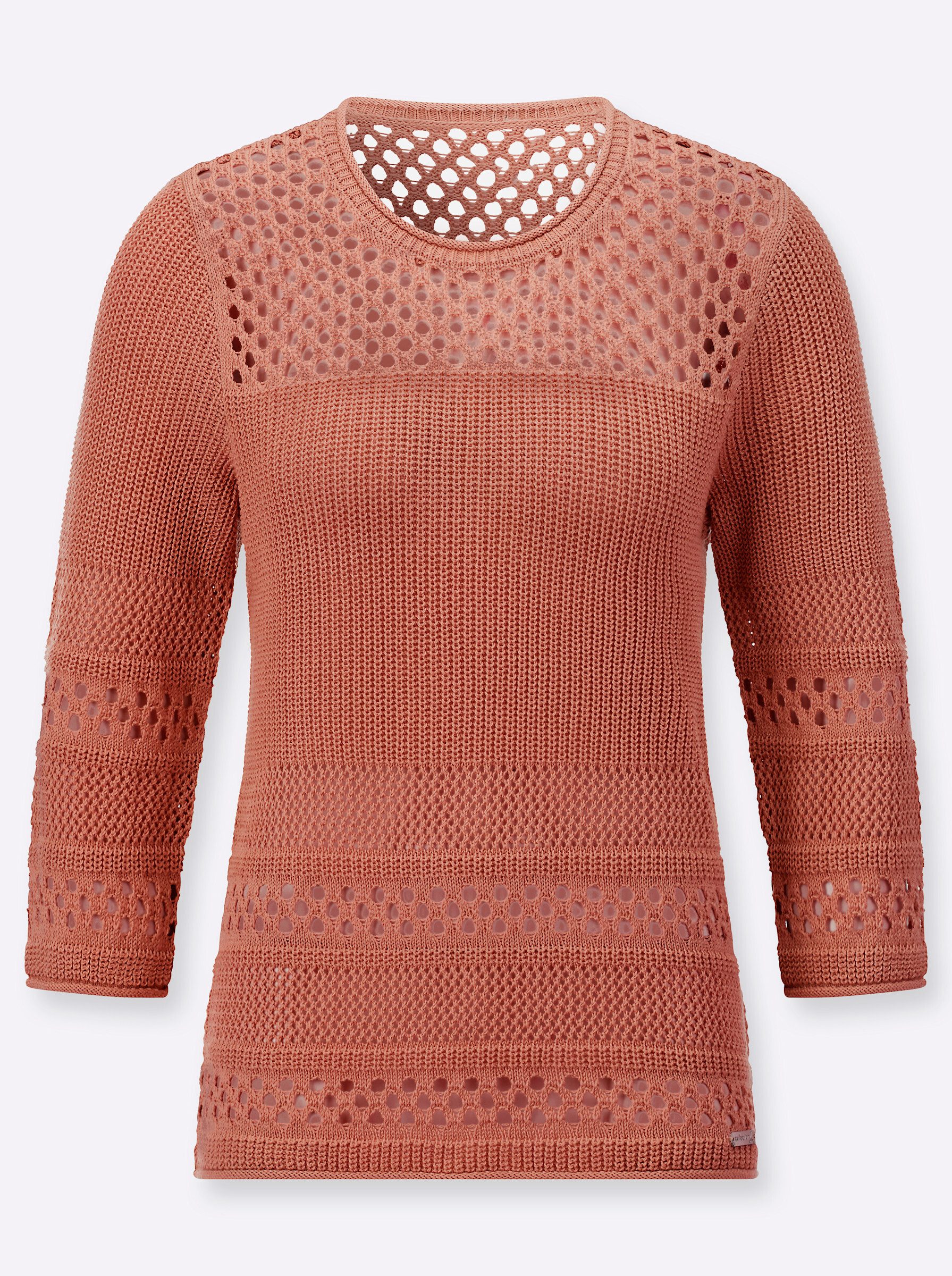 Strickpullover Ajour-Pullover 3/4-Arm Ajour