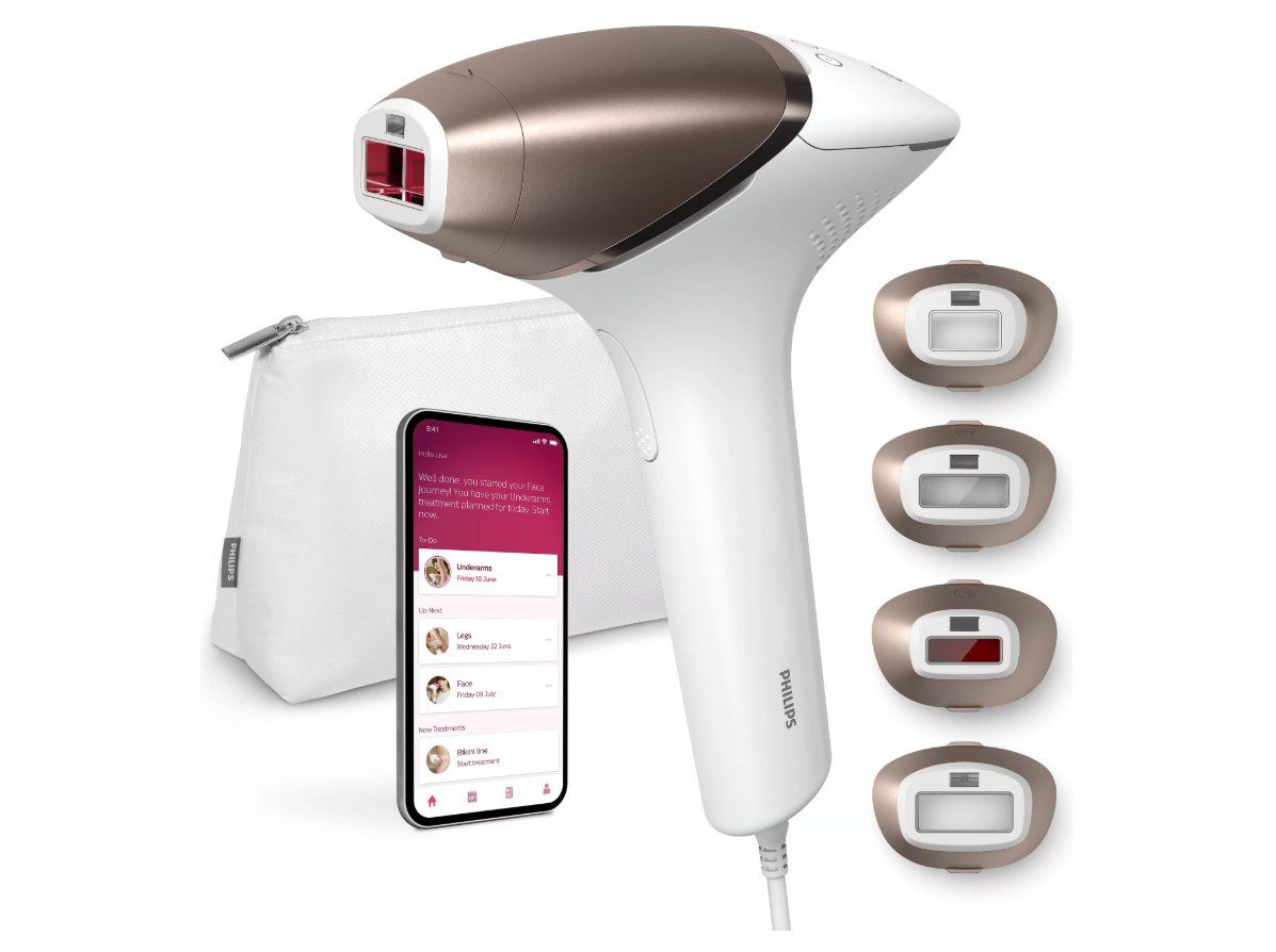 Philips IPL-Haarentferner Lumea 8000 Series BRI948/00, 450.000 Lichtimpulse, Hauttonsensor, 4 Aufsätze (Körper, Bikini, Achselhöhlen und Gesicht)