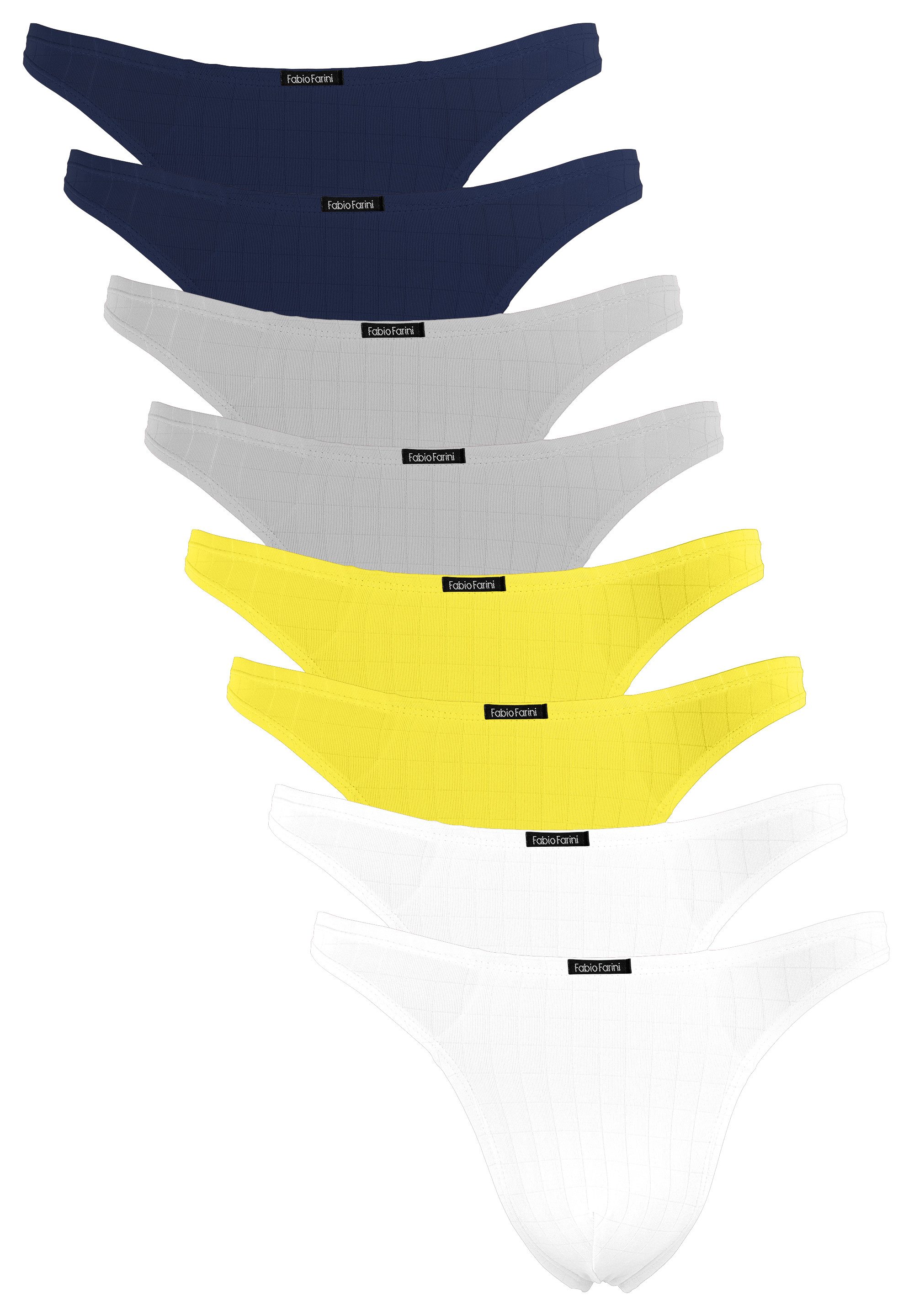 Fabio Farini String Herren Unterhosen - Männer Tangas aus atmungsaktiver Mikrofaser (4-St) im sportlichen Look mit Karo-Muster
