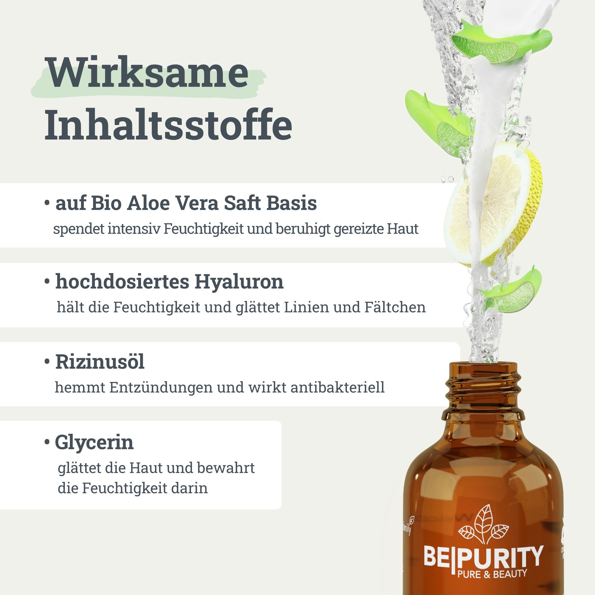 Aloe Zertifizierte fürs und Gesichtscreme Germany Hyaluron, - Nachtcreme Bepurity Rizinusöl Vera Bio Made Gesicht, in mit Bio Saft Unisex Naturkosmetik
