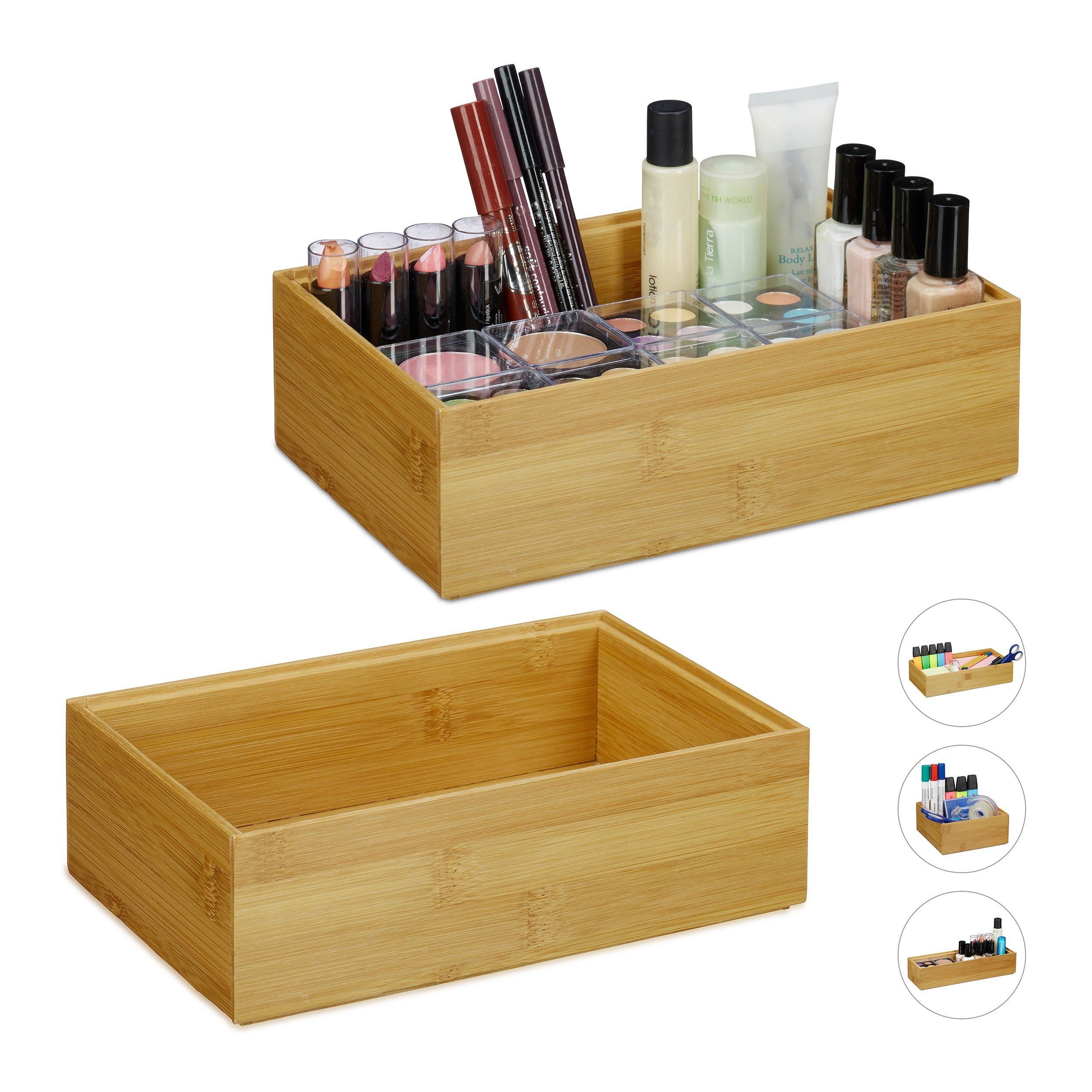 relaxdays Aufbewahrungsbox 2 x Ordnungsbox Bambus günstig online kaufen