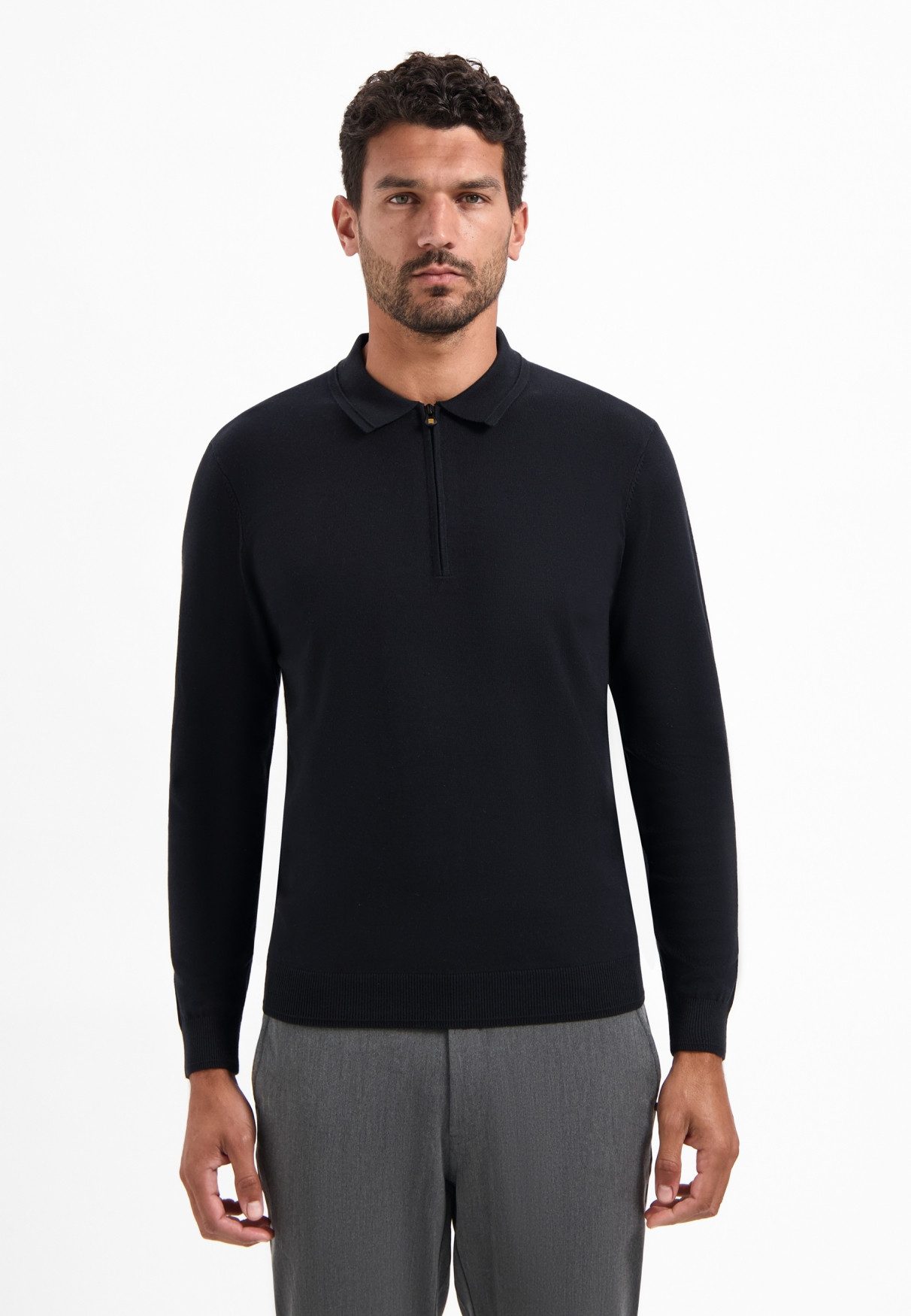 NO EXCESS Strickpullover Pullover Polo Zip