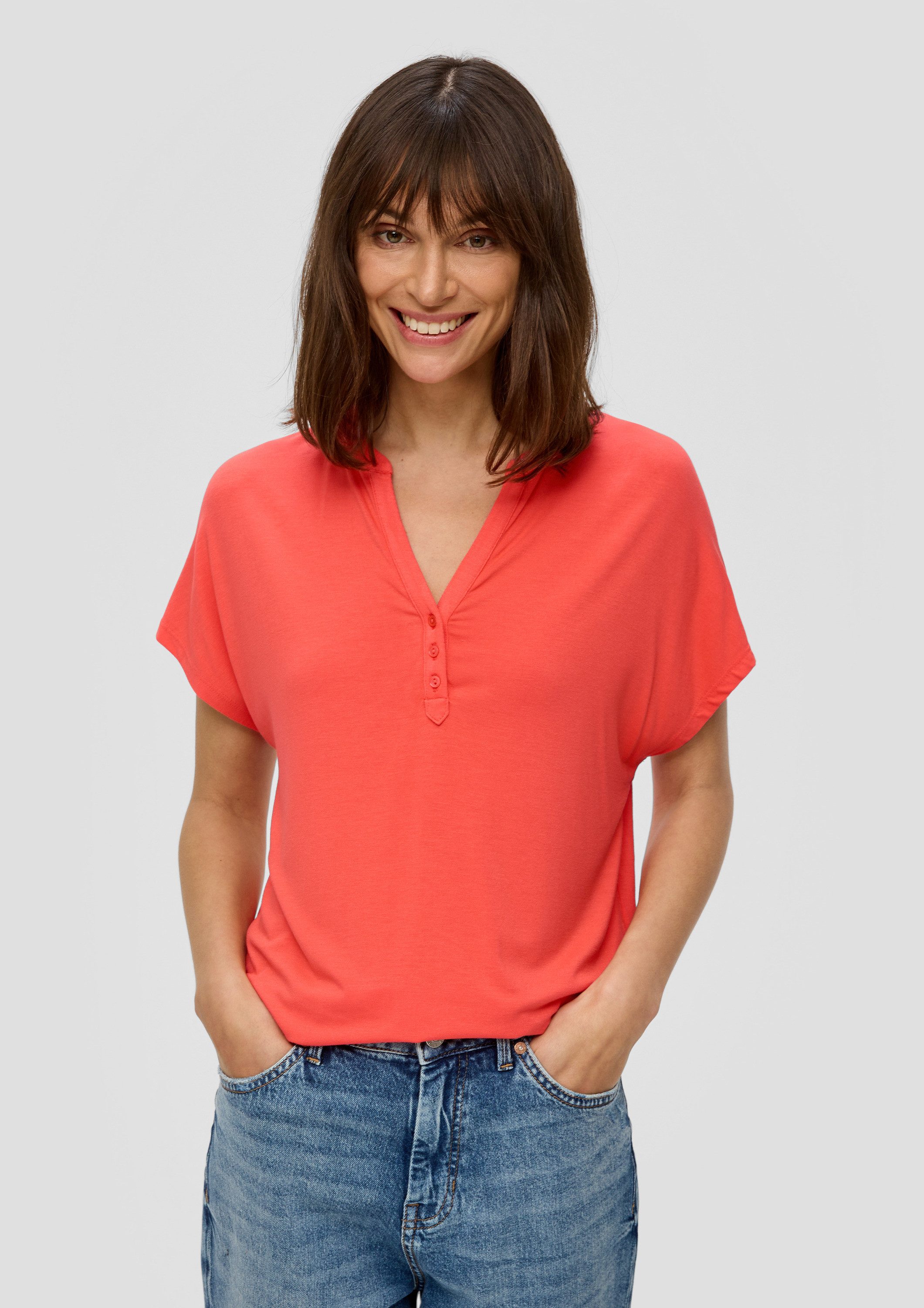 s.Oliver Kurzarmshirt T-Shirt T-Shirt mit V-Ausschnitt