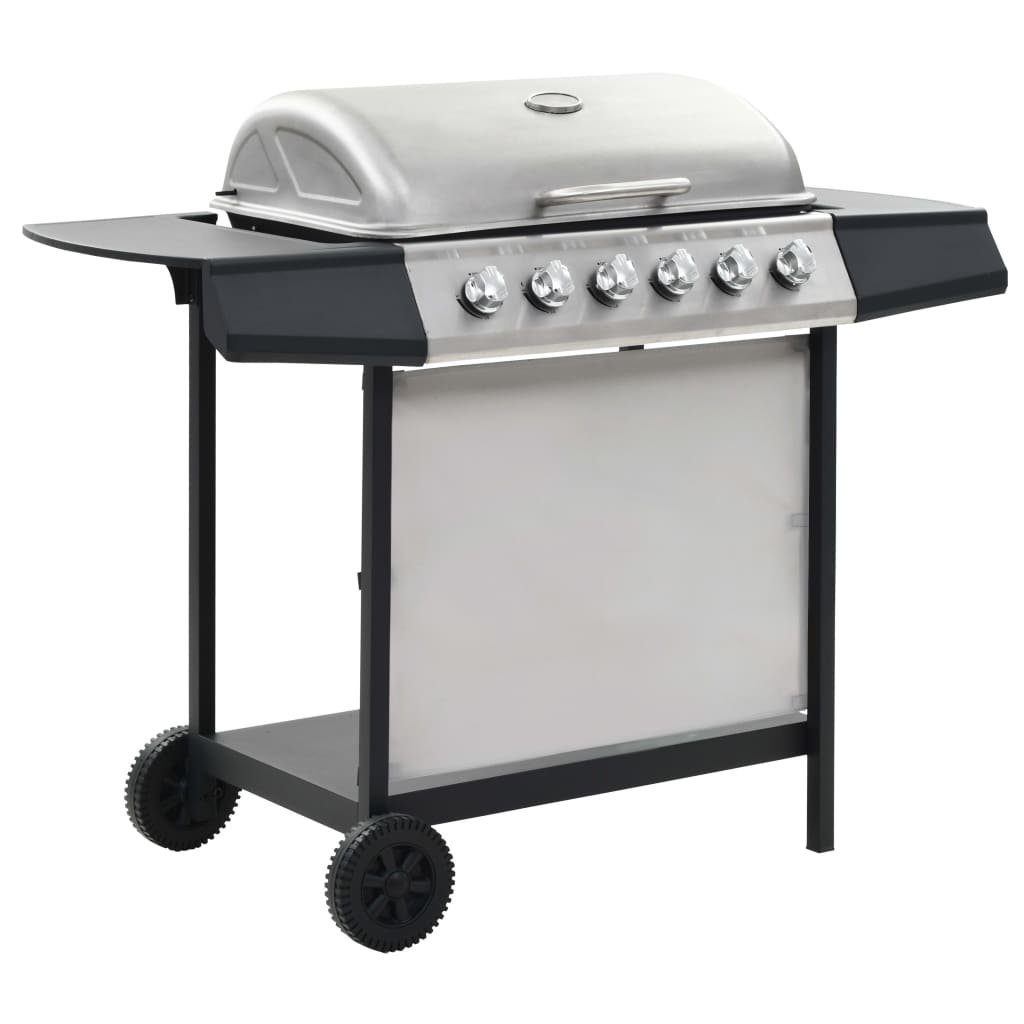 vidaXL Gasgrill Gasgrill mit 6 Flammen Edelstahl Silbern