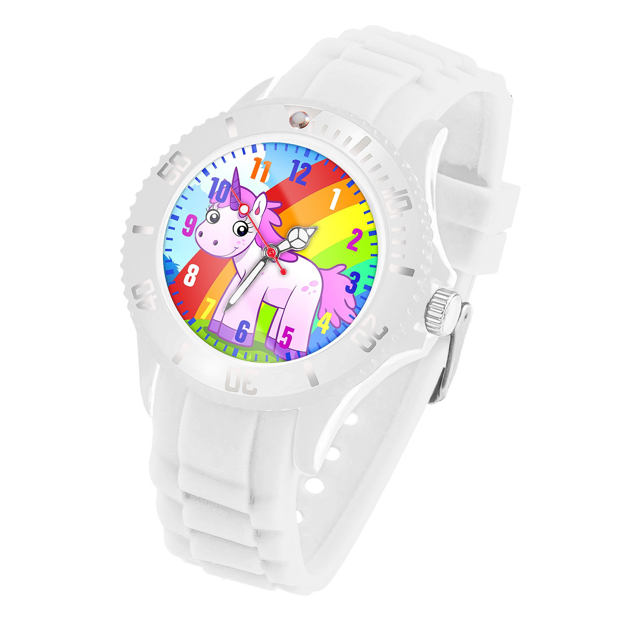 Quarzuhr Kinder Armbanduhr Silikon Einhorn Analog Uhr Bunt