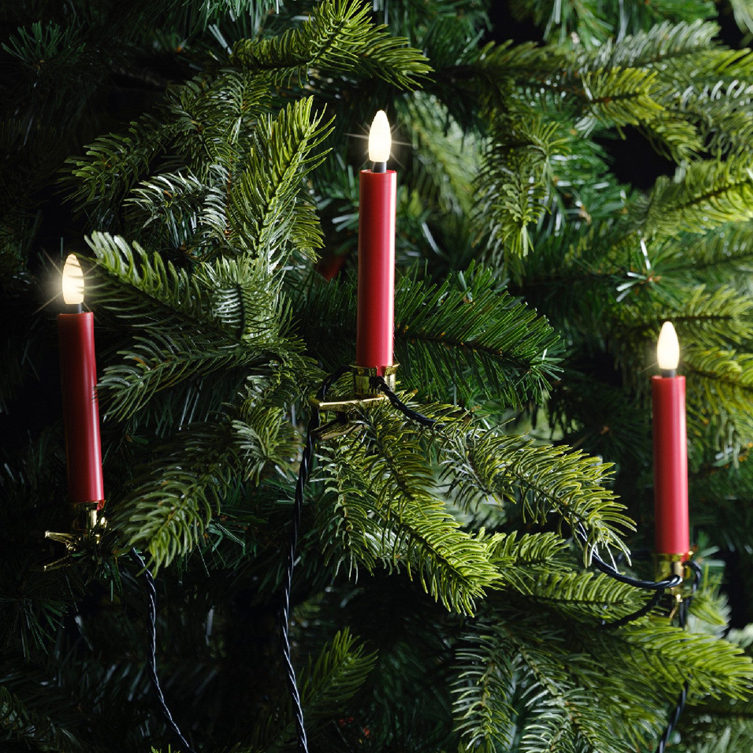MARELIDA LED-Christbaumkerzen Weihnachtskerzen Lichterkette Weihnachtsbaum 20 Baumkerzen 9,5m Außen, 20-flammig