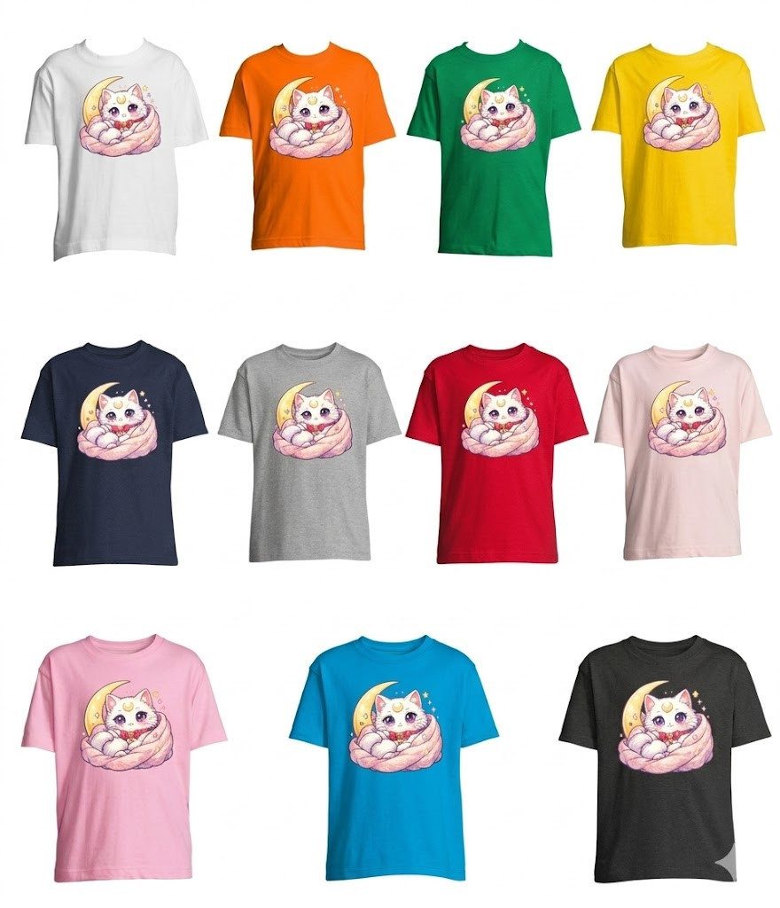T-Shirt Kinder T Shirt Katze Mond Manga Anime Cozy Motiv Freizeit Komfort Fits