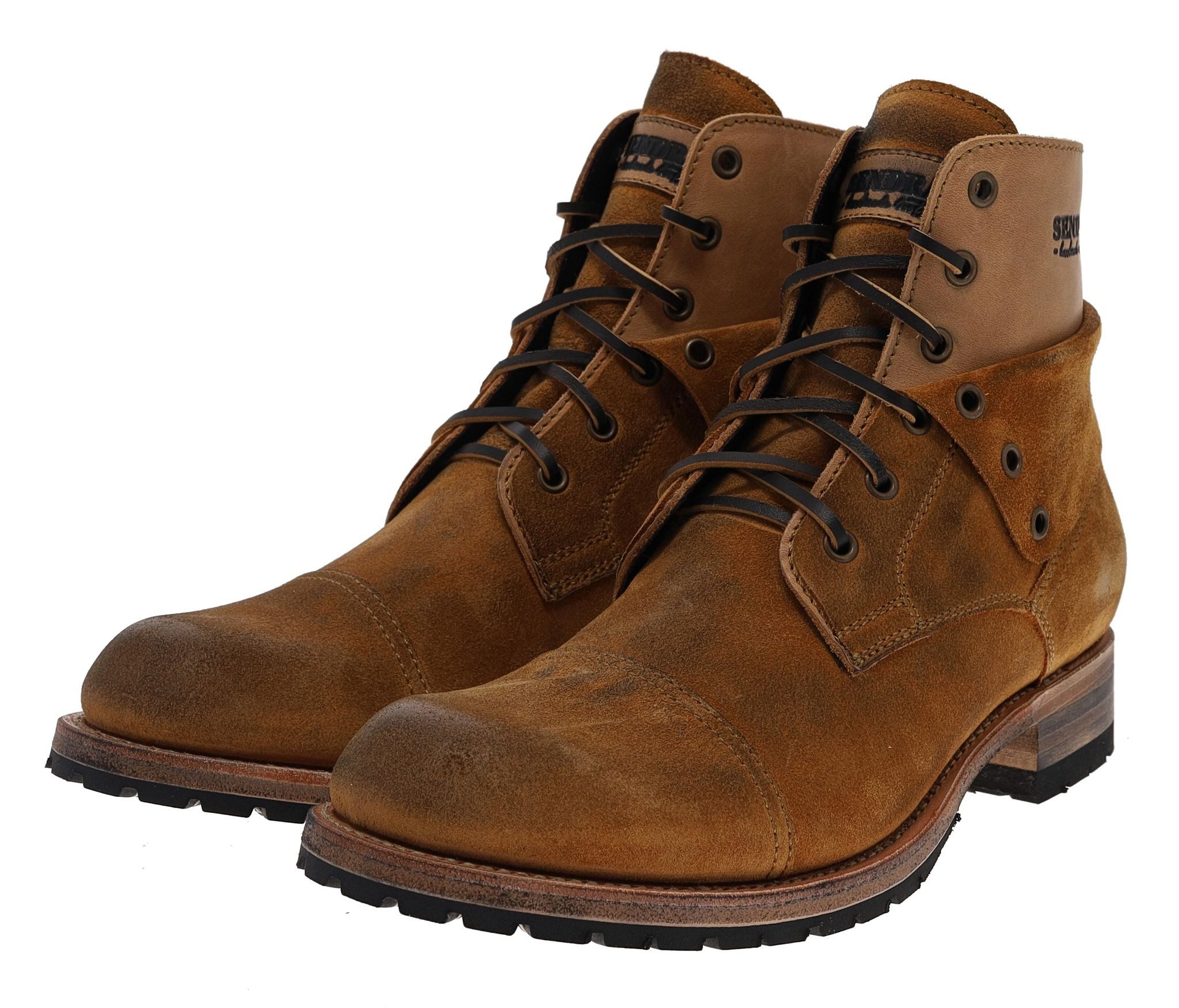 Sendra Ботинки 11934 BERNIE Camello Сапогиette Rahmengenähter Herren Schnürstiefel