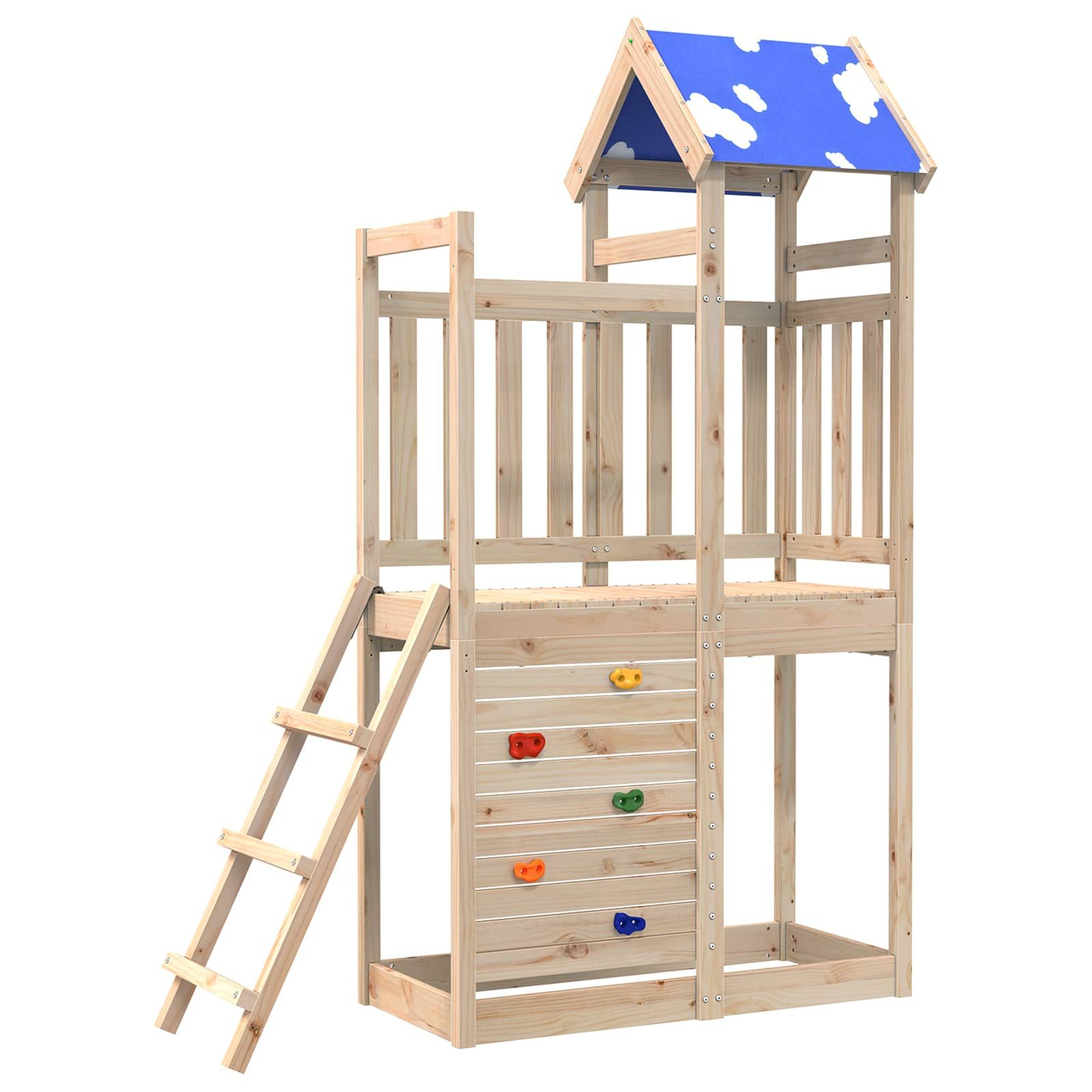 vidaXL Spielturm, Spielturm Braun 110,5 x 52,5 x 215 cm Massives Kiefernholz