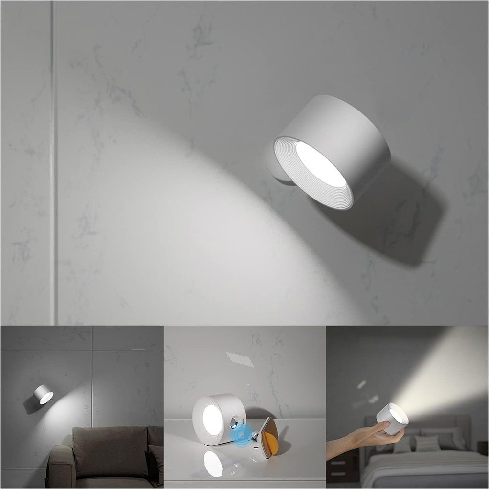 Weiß LED-Leseleuchte, Wandleuchte, Farbtemperaturen und MOUTEN Akku, 3 Verfügt LED Helligkeitsstufen 3 wiederaufladbarer über Nachtlicht