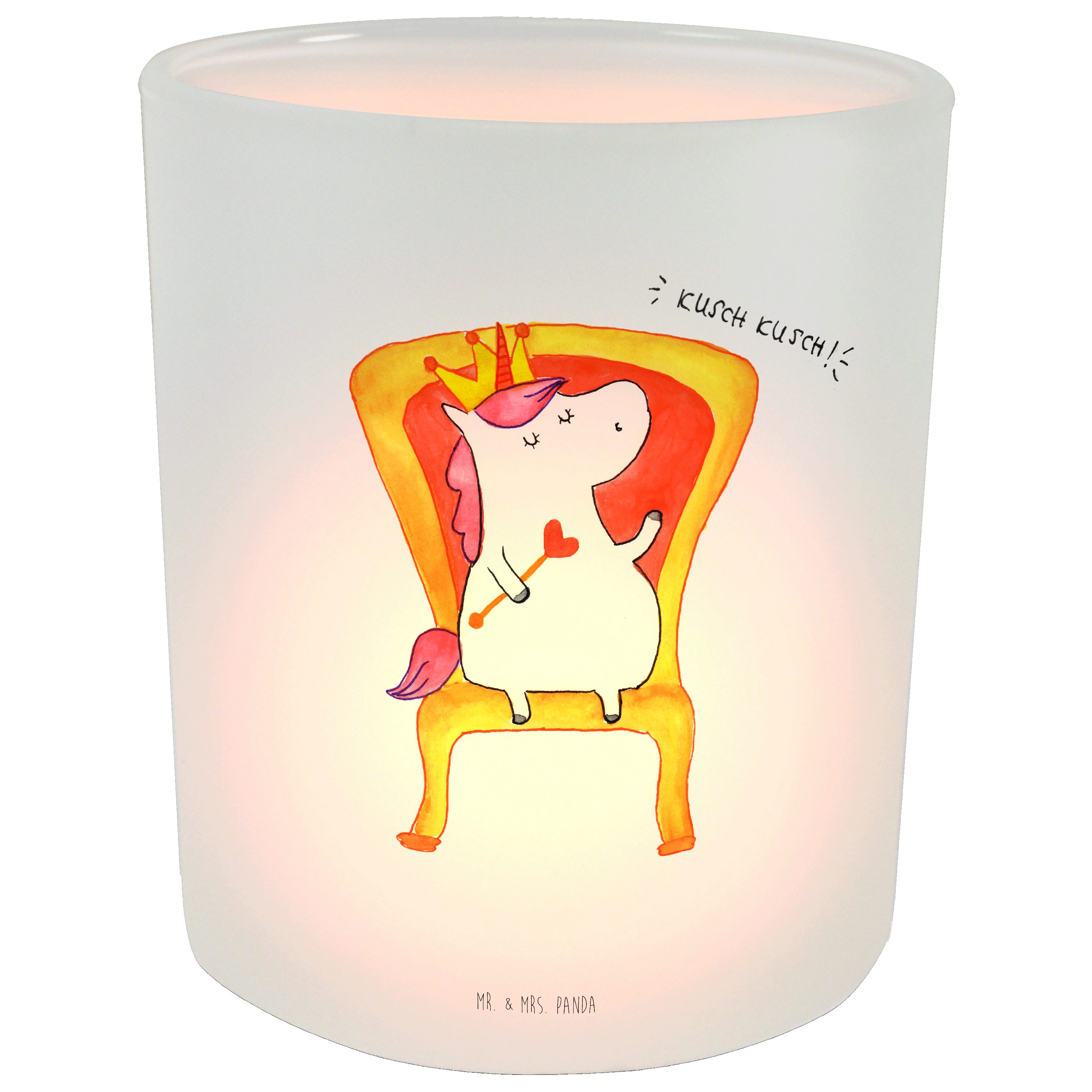 Mr. & Mrs. Panda Windlicht Einhorn König - Transparent - Geschenk, Teelichter, Kerzenlicht, Herr (1 St), Hochwertiges Material