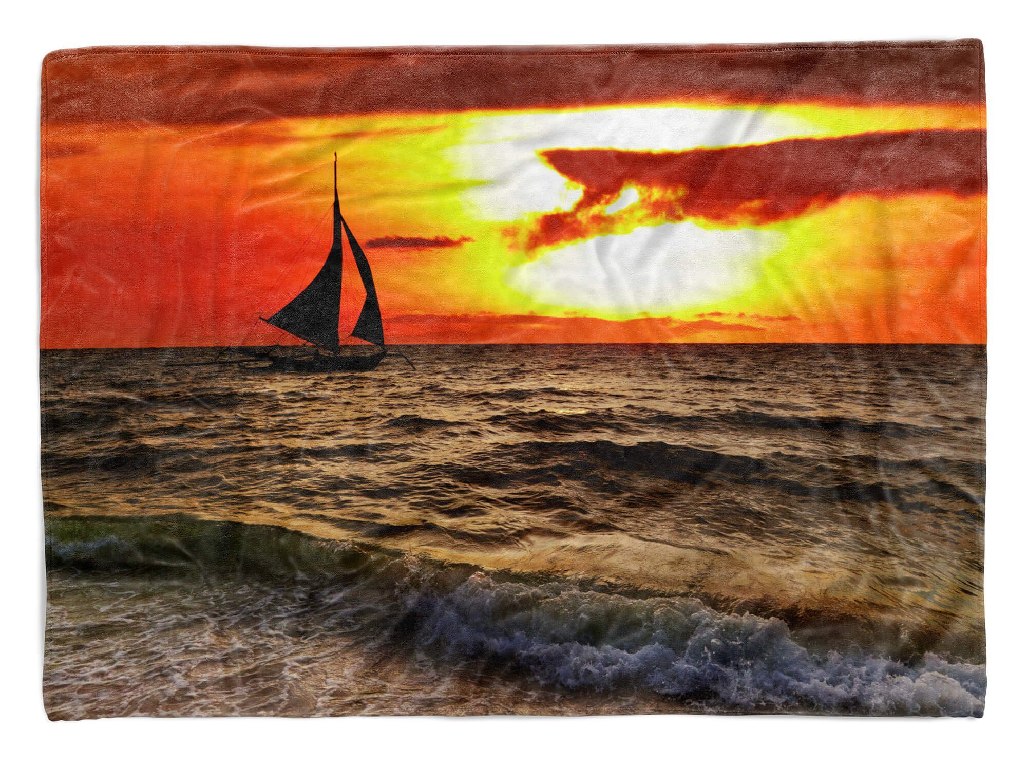 Sinus Art Handtücher Handtuch Strandhandtuch Saunatuch Kuscheldecke mit Fotomotiv Abenddämmerung Seg, Baumwolle-Polyester-Mix (1-St), Handtuch