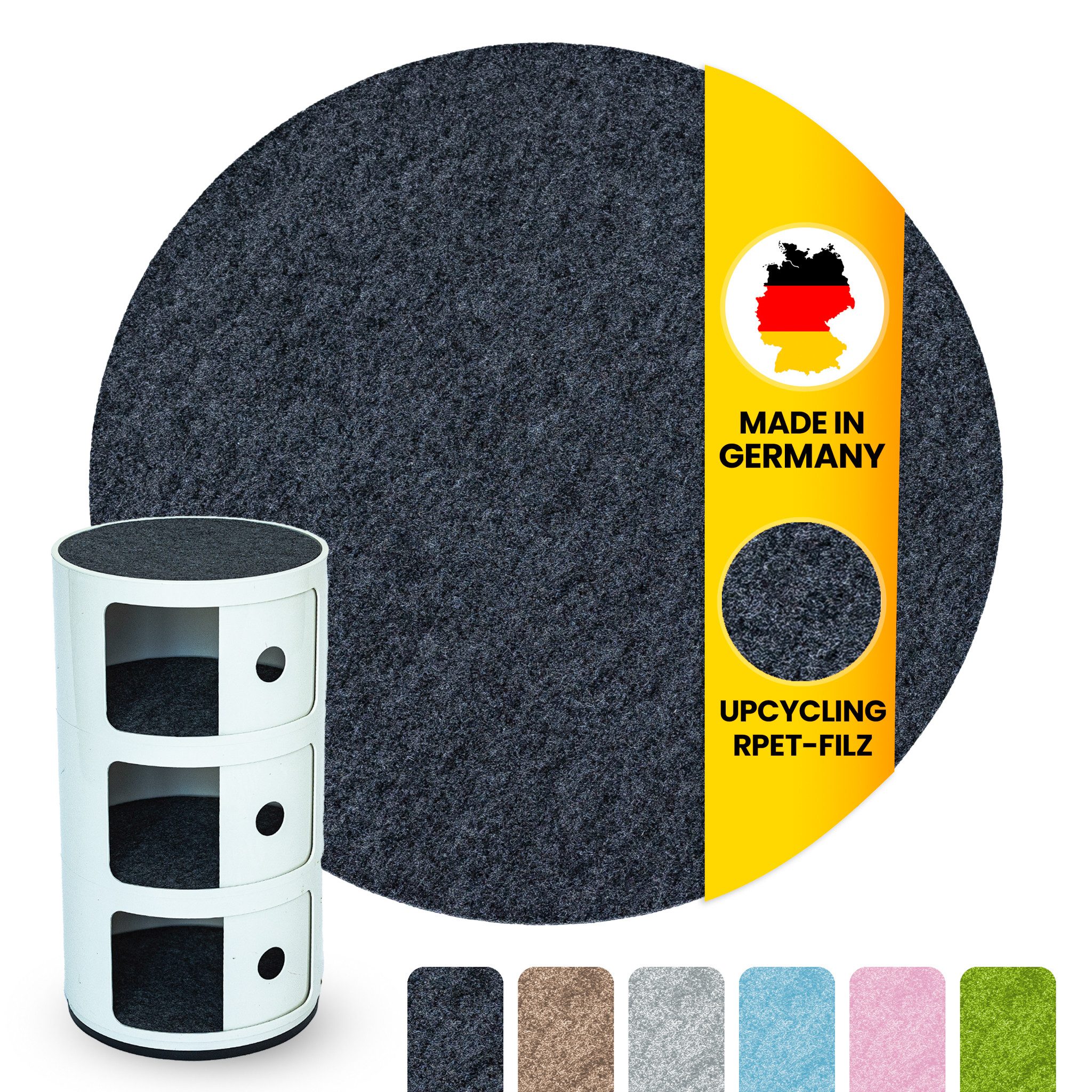 Easy and Green Nachttisch Rund Filzauflage 30cm für Kartell Componibili - M günstig online kaufen