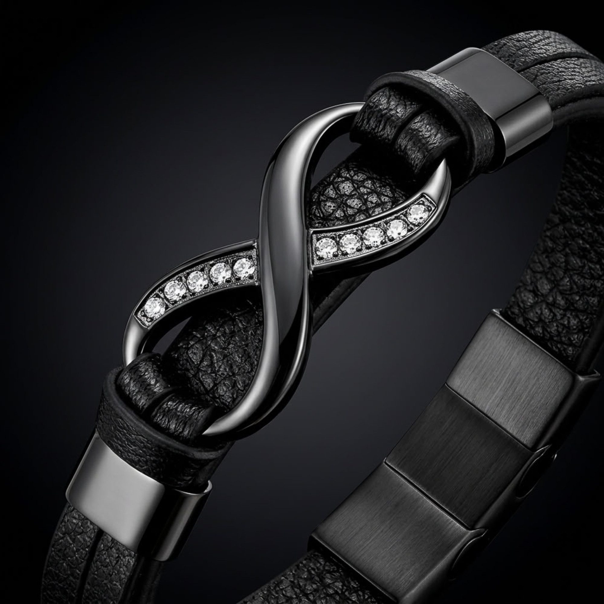 UNIQAL.de Lederarmband Unendlichkeit Leder Armband "INFINITY" Herren (Edelstahl, Echtleder, Casual Style, Handgefertigt), Designed in Germany – Bild 3 von 5