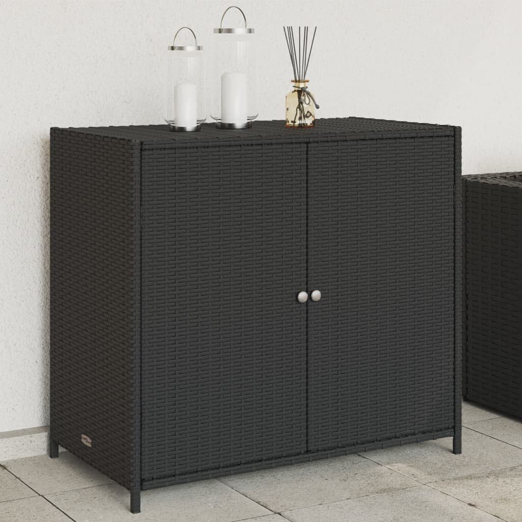 vidaXL Gartenbox Gartenschrank Schwarz 83x45x76 cm Poly Rattan