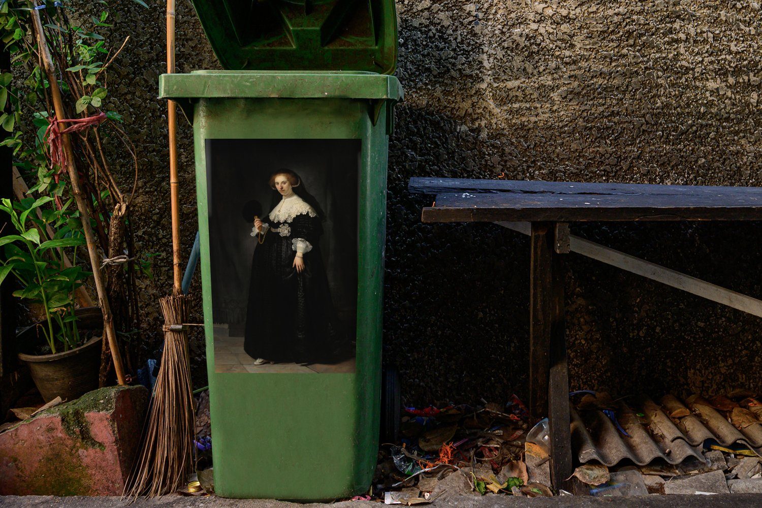 Sticker, Coppit Mülleimer-aufkleber, Rembrandt (1 Container, von Mülltonne, Oopjen Wandsticker - Abfalbehälter St), van Rijn Eheporträt MuchoWow Das