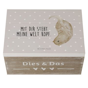 Mr. & Mrs. Panda Dekokiste 22 x 15 cm Otter Kopfüber - Grau Pastell - Geschenk, Erinnerungsbox, (1 St), Einschlagscharniere