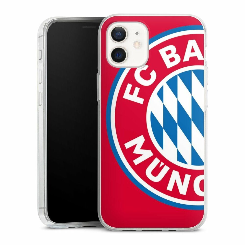 DeinDesign Handyhülle FC Bayern München Offizielles Lizenzprodukt FCB Großes FCB Logo Rot, Apple iPhone 12 Silikon Hülle Bumper Case Handy Schutzhülle