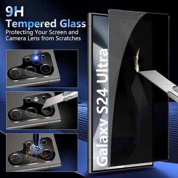 MSM 4in1 Schutzglas für Samsung Galaxy S24 Ultra Panzerfolie Blickschutz, Displayschutzglas