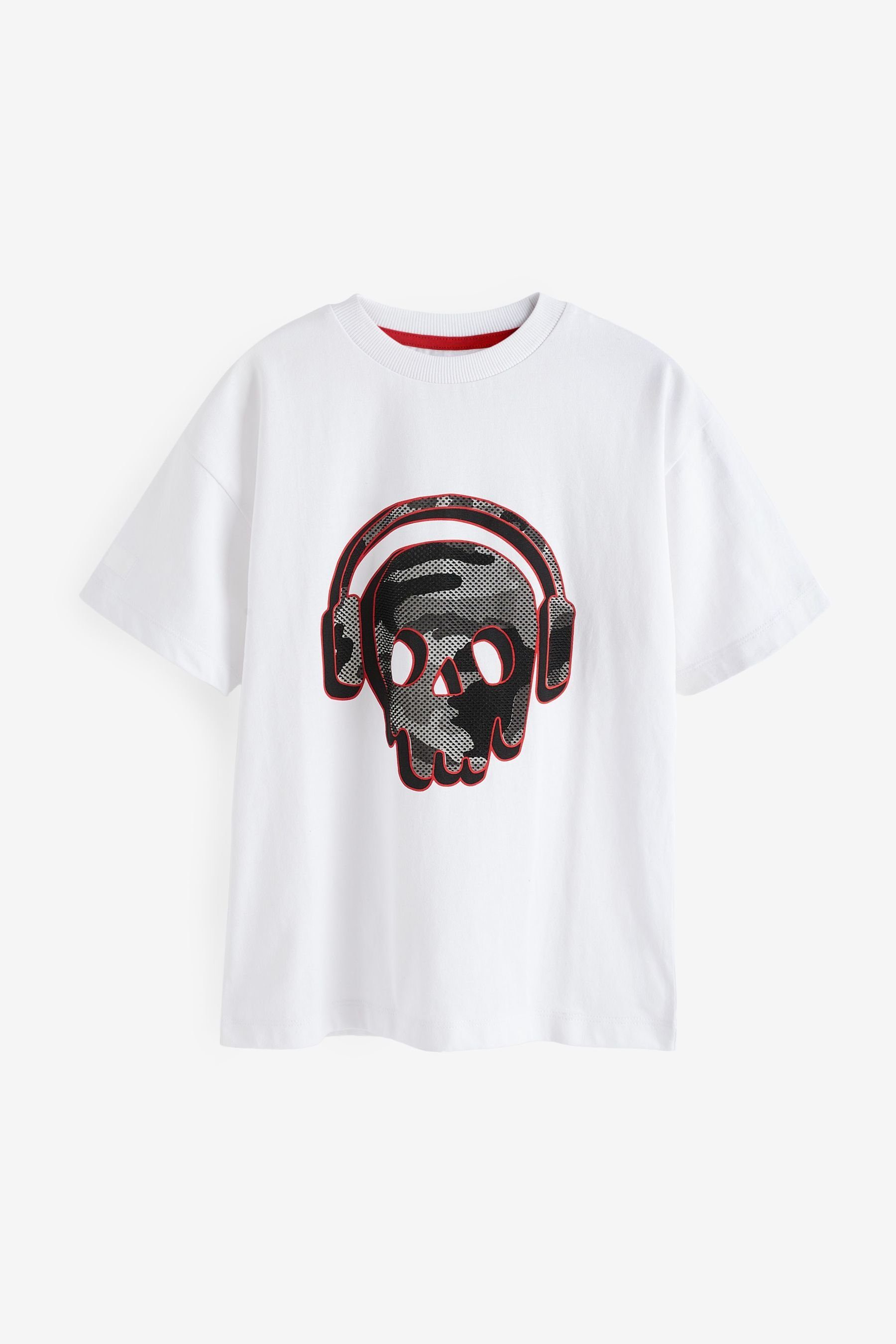 Next T-Shirt Grafik-T-Shirt (1-tlg) White Camo Skull