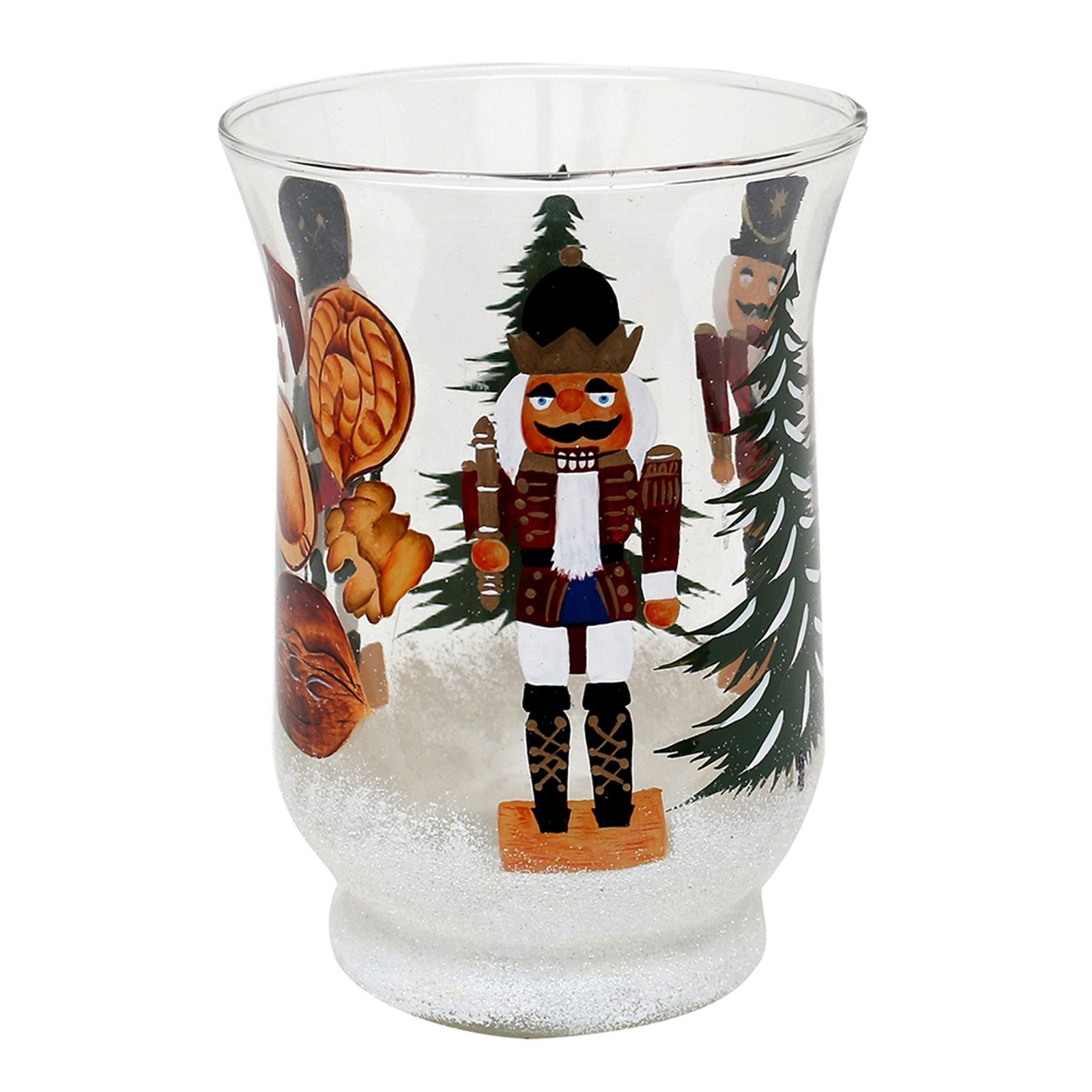 Teelichthalter Teelichthalter Ø 11 cm Glas mit Weihnachtsmotiv