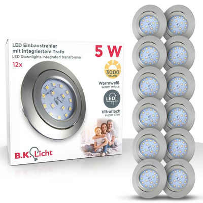 B.K.Licht LED Einbaustrahler 6er SET 6x 5W 400lm 3000K IP23 - 10-03-06-S, LED fest integriert, Warmweiß, Deckenspot schwenkbar Einbautiefe: 30mm