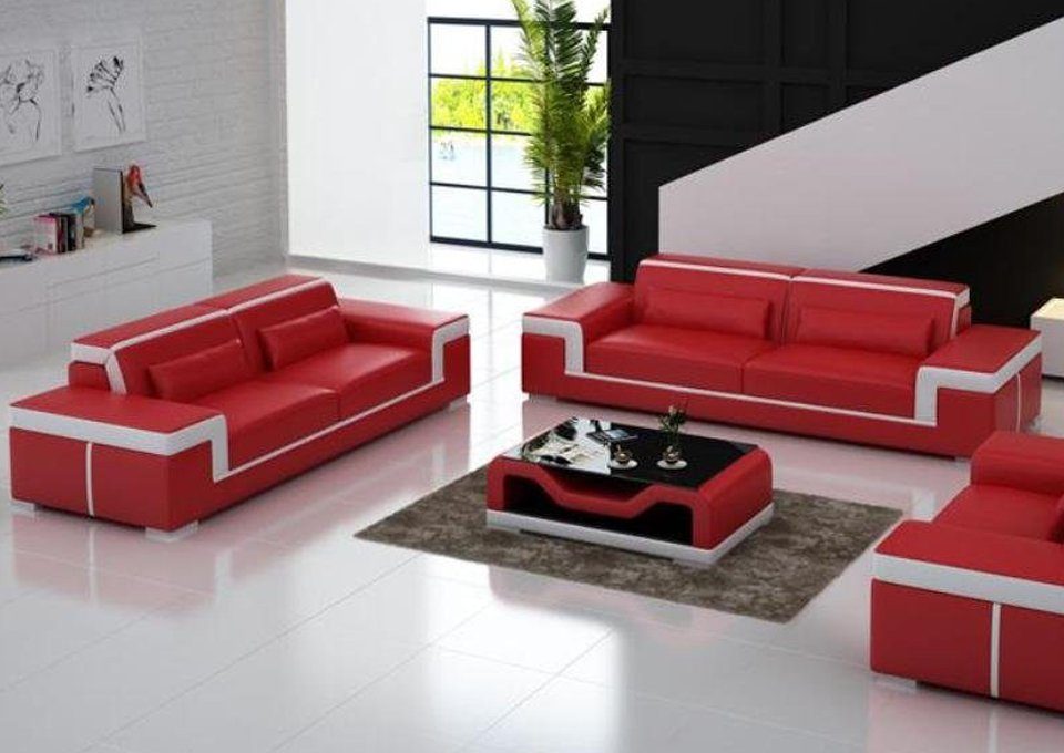 Europe Made Sofagarnitur Couch Polster in Sitzer Sofagarnitur Leder Sofa Sofa JVmoebel Modern, 3+3